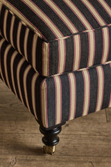 Shown in Customer's Own Material (Ian Mankin, Silhouette Stripe in Black/Claret and Dark Oak), Small Size