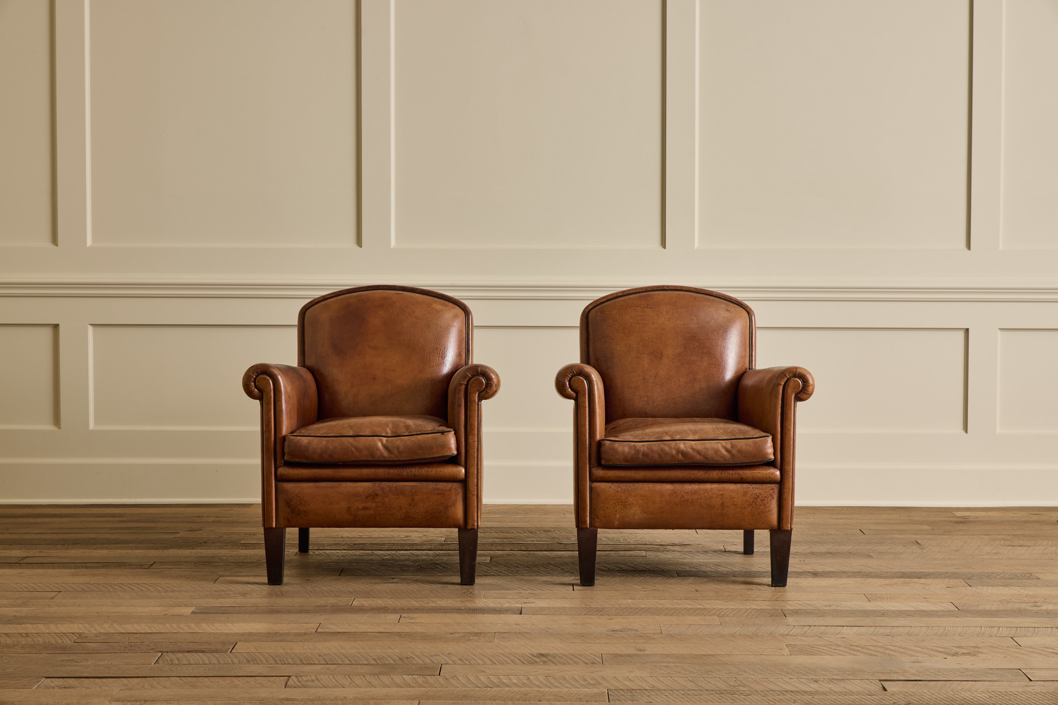 Pair of Leather Club Chairs