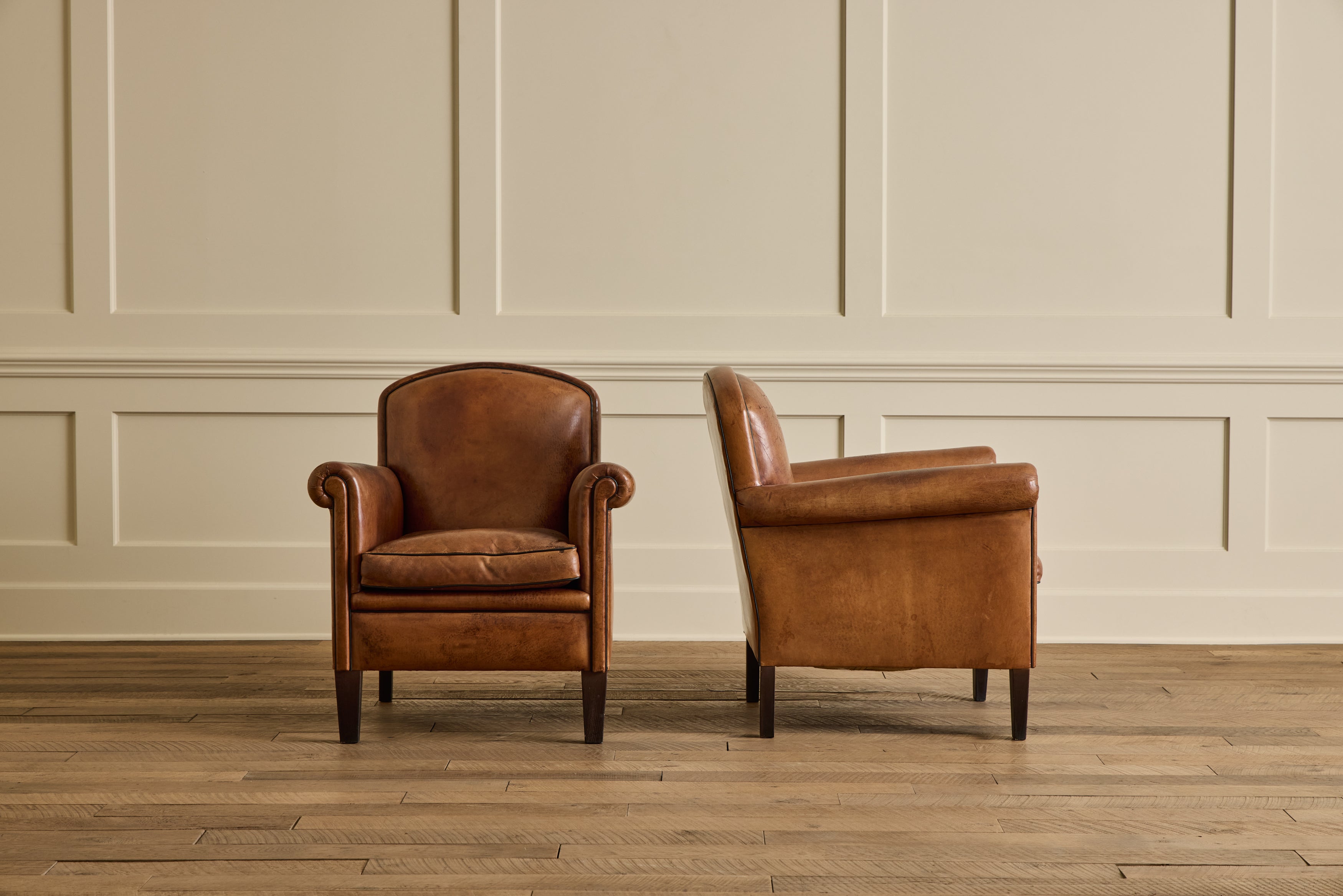 Pair of Leather Club Chairs