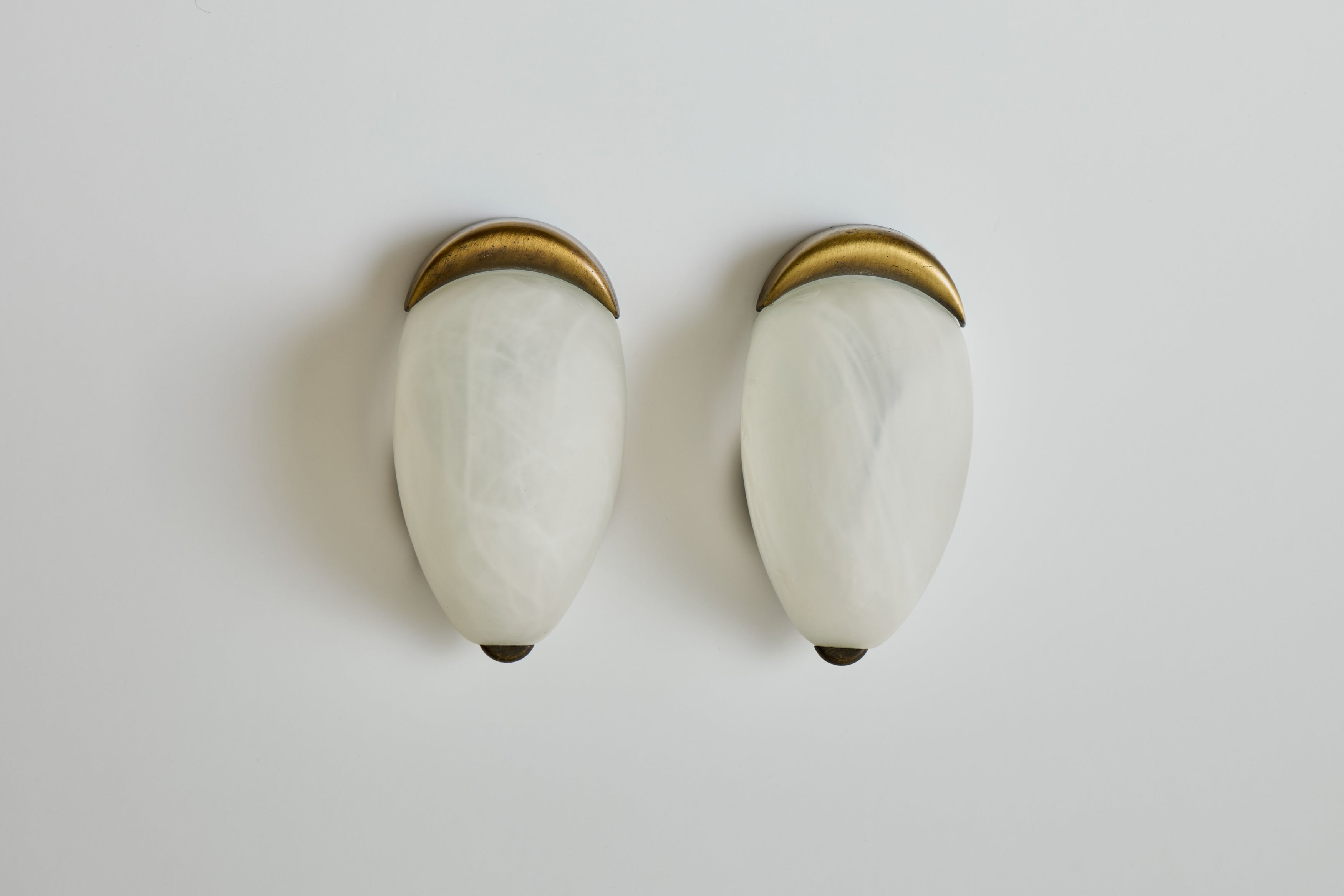 Pair of Danish Brass & Glass Sconces