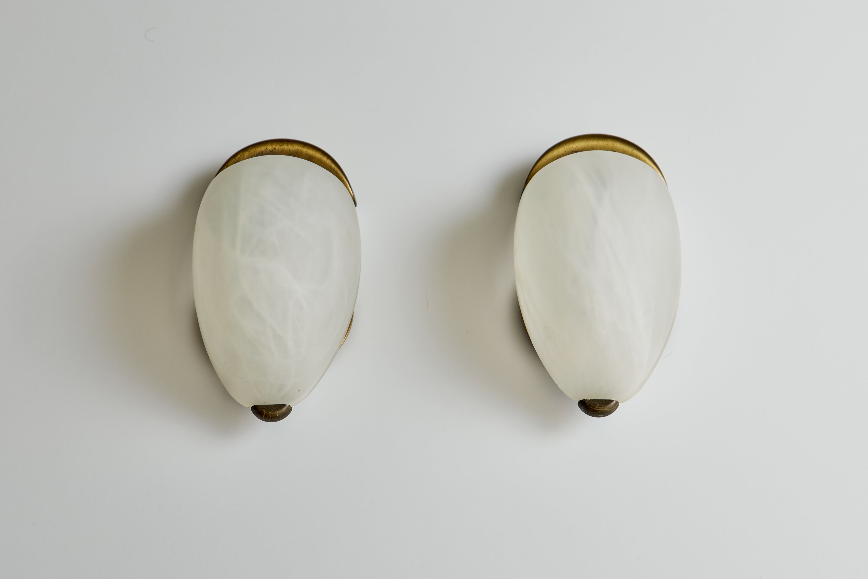 Pair of Danish Brass & Glass Sconces