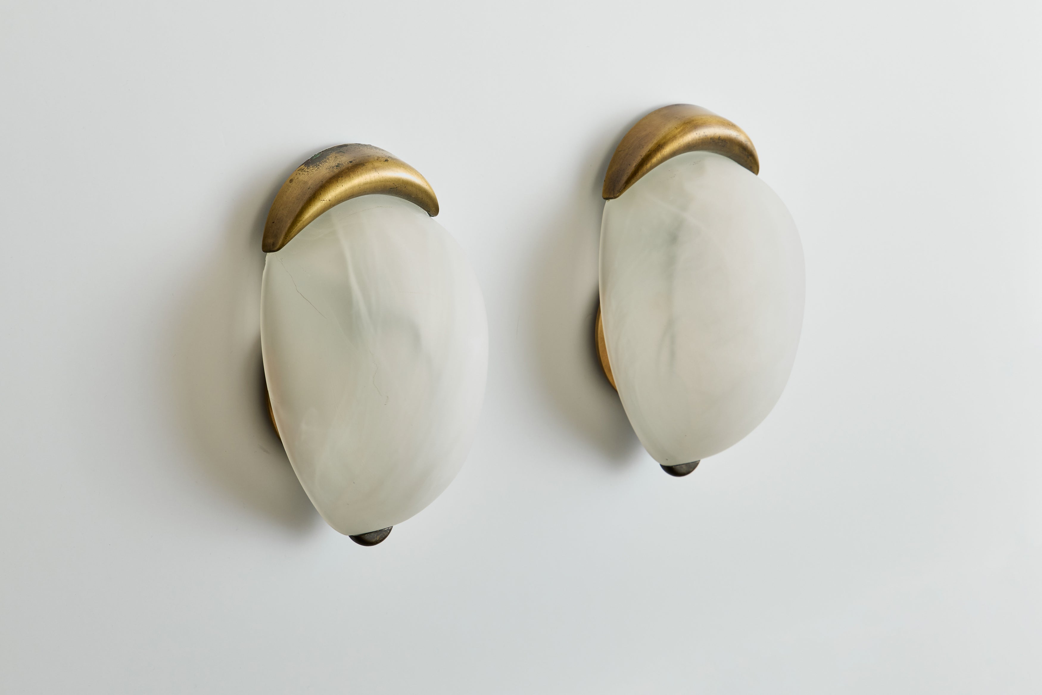 Pair of Danish Brass & Glass Sconces