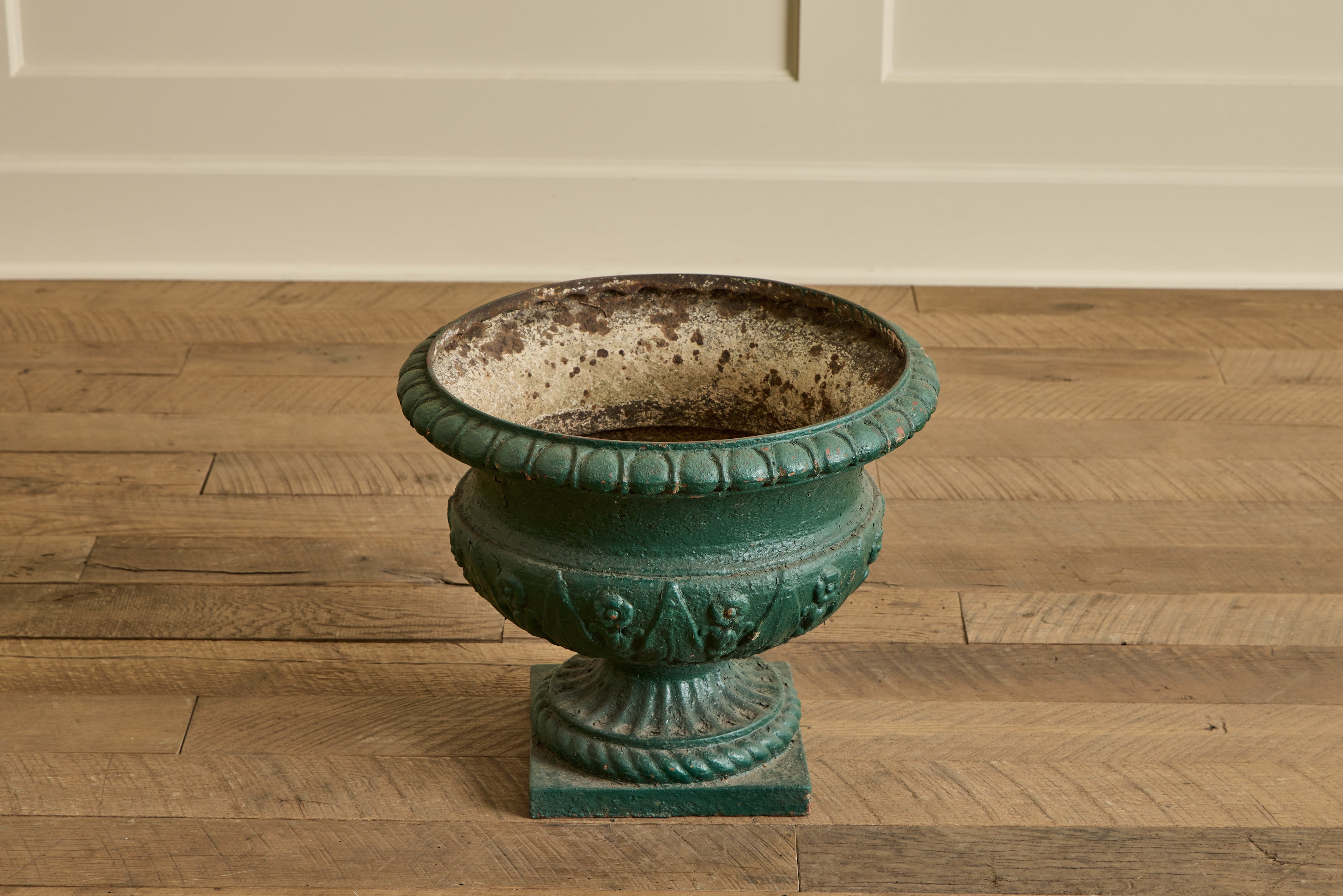 Pair of 18th Century Green Urns