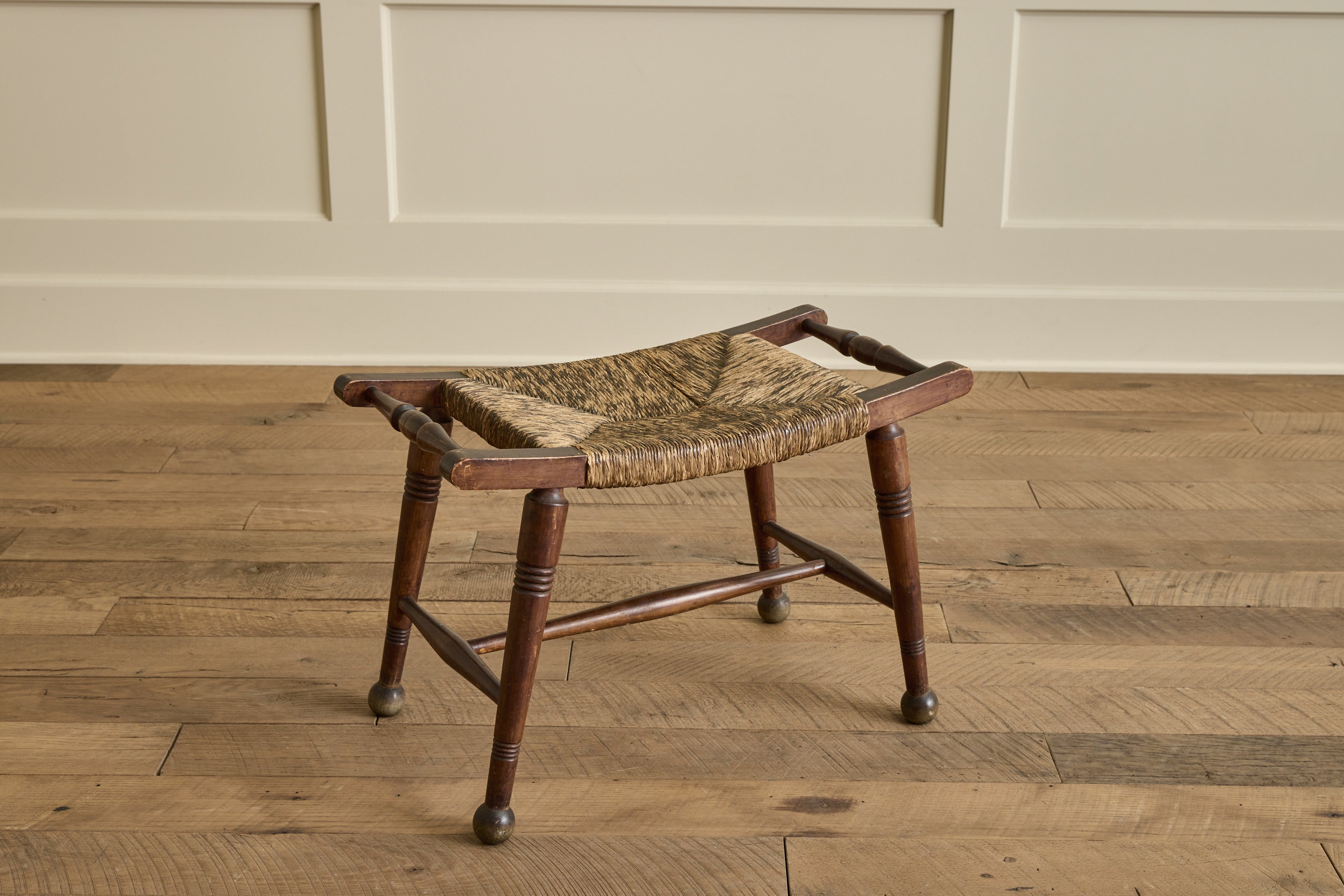 Pair of Spanish Wood & Rush Stools