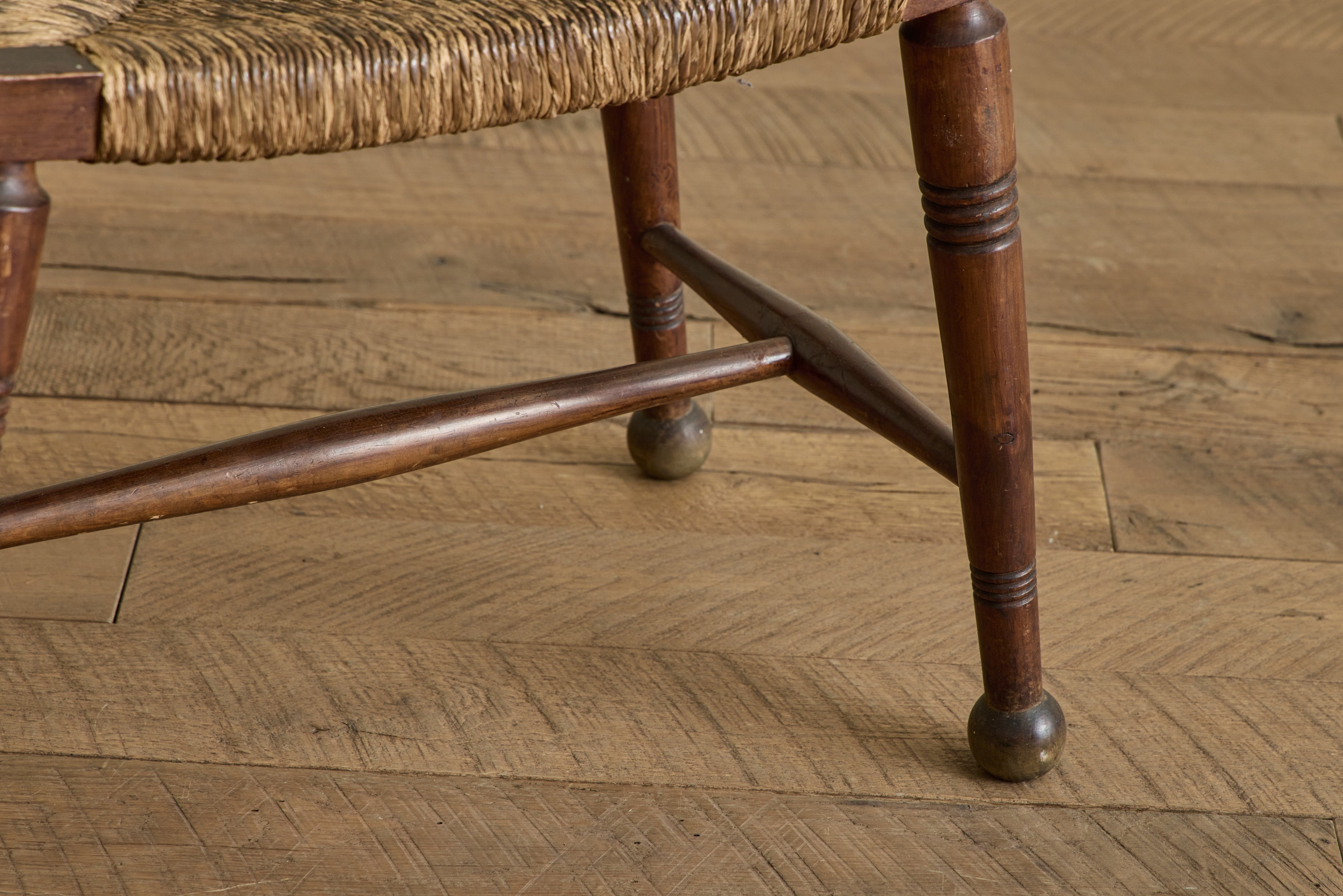 Pair of Spanish Wood & Rush Stools