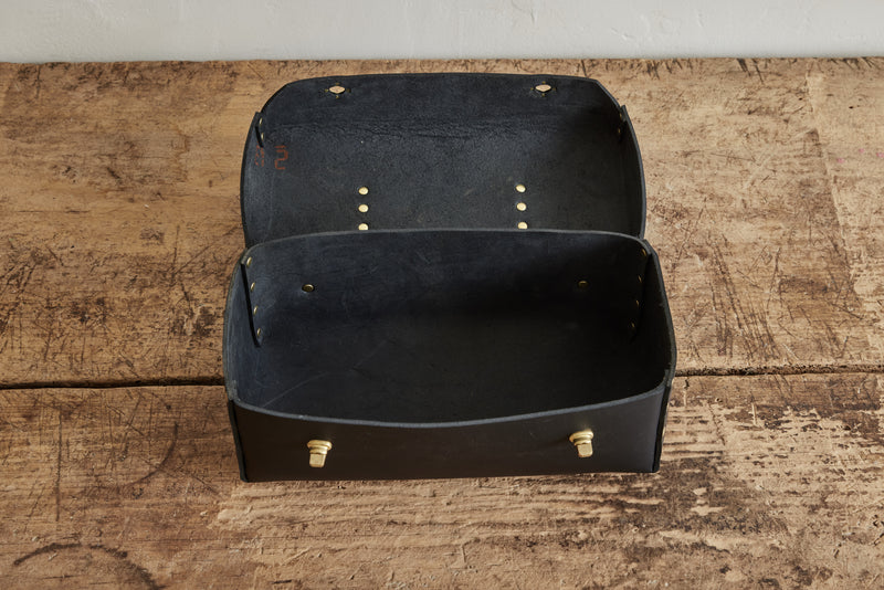 Medium Leather Tool Box in Black