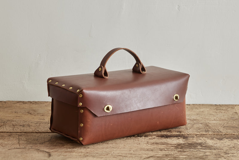 Large Leather Tool Box in Brown