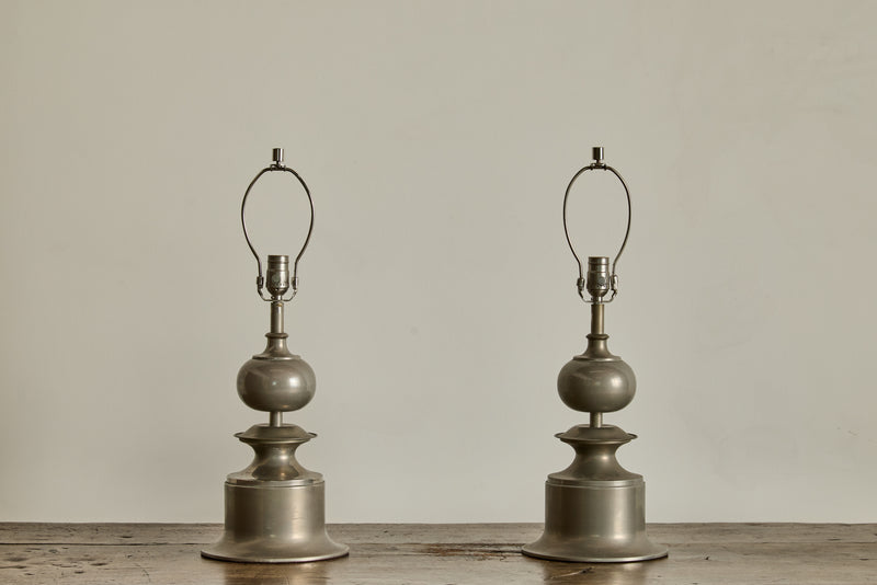 Pair of Nickel Table Lamps (LA)