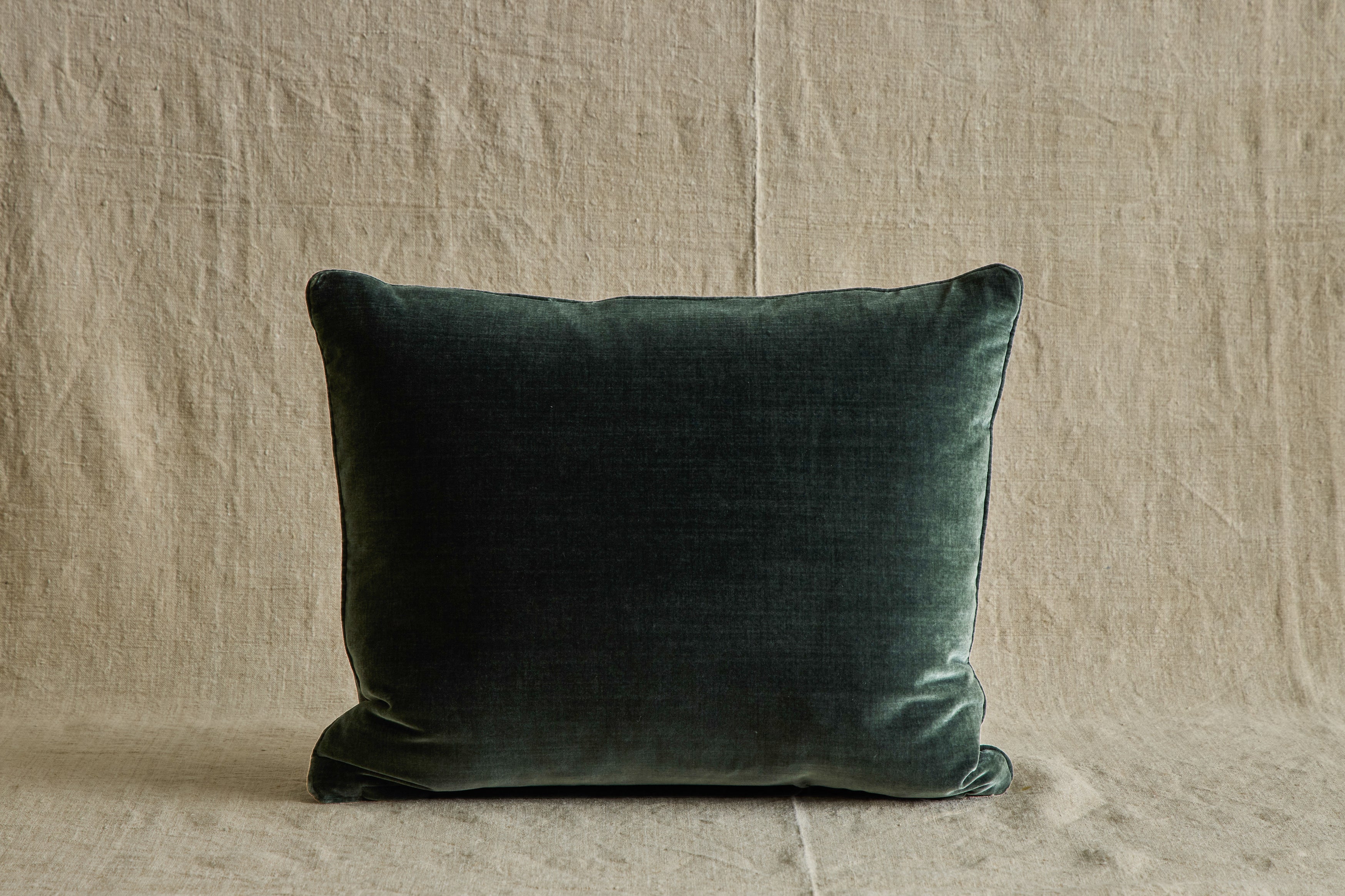 Velvet Pillow in Green Slate