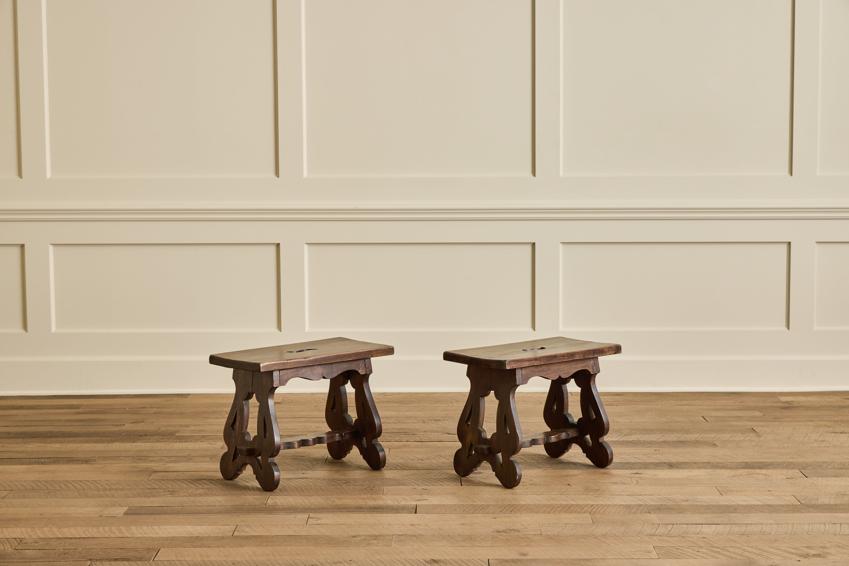 Pair of Petite Wood Benches