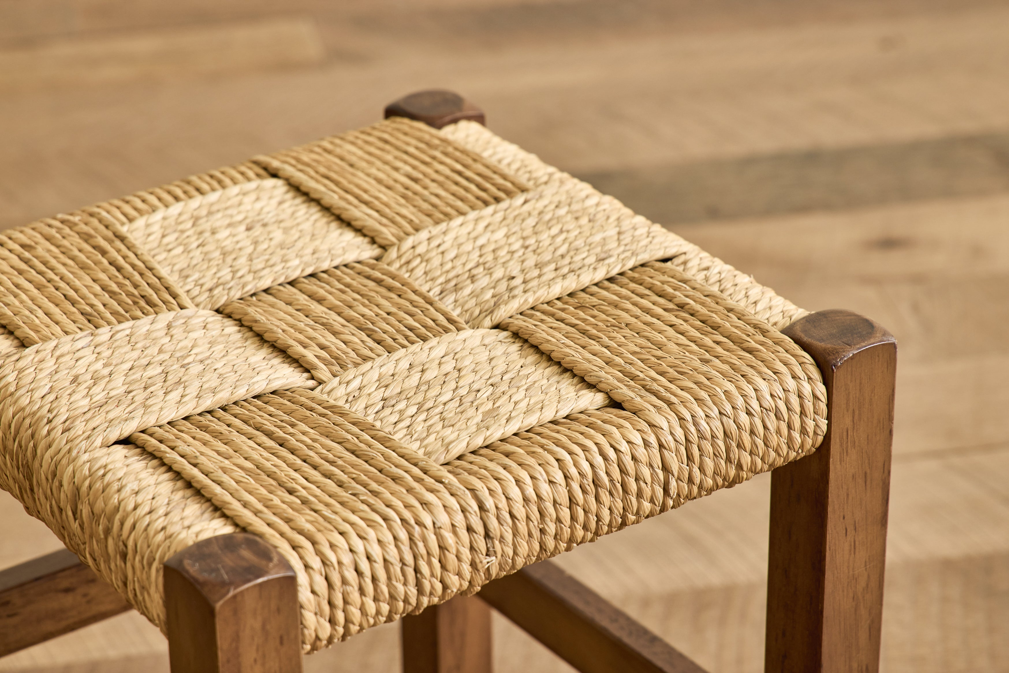 Danish Wood & Rush Stool