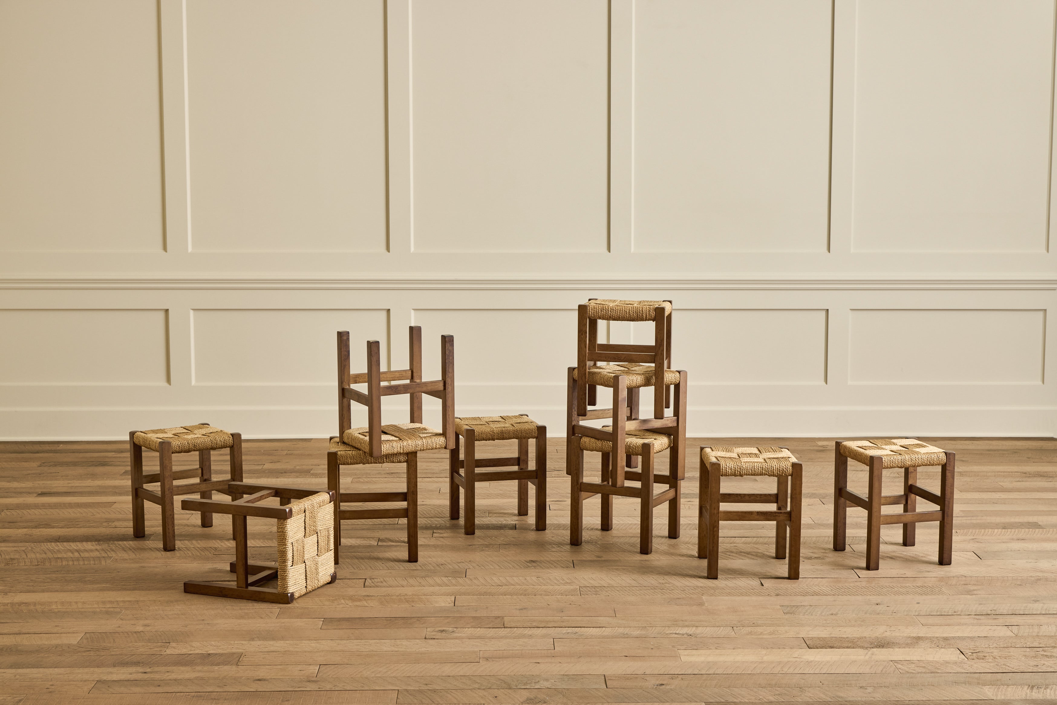 Danish Wood & Rush Stool