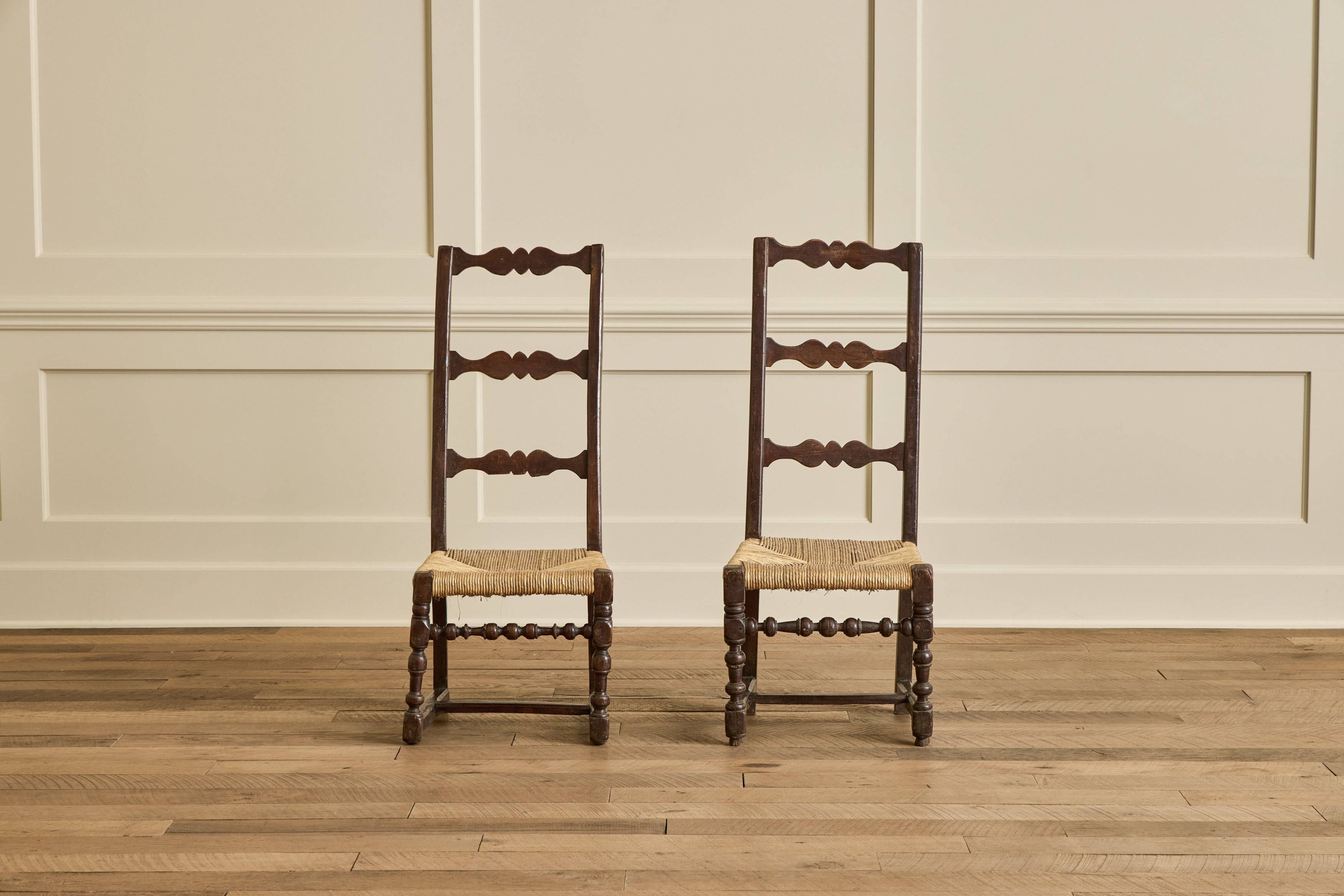 Pair of High Back Rush Chairs