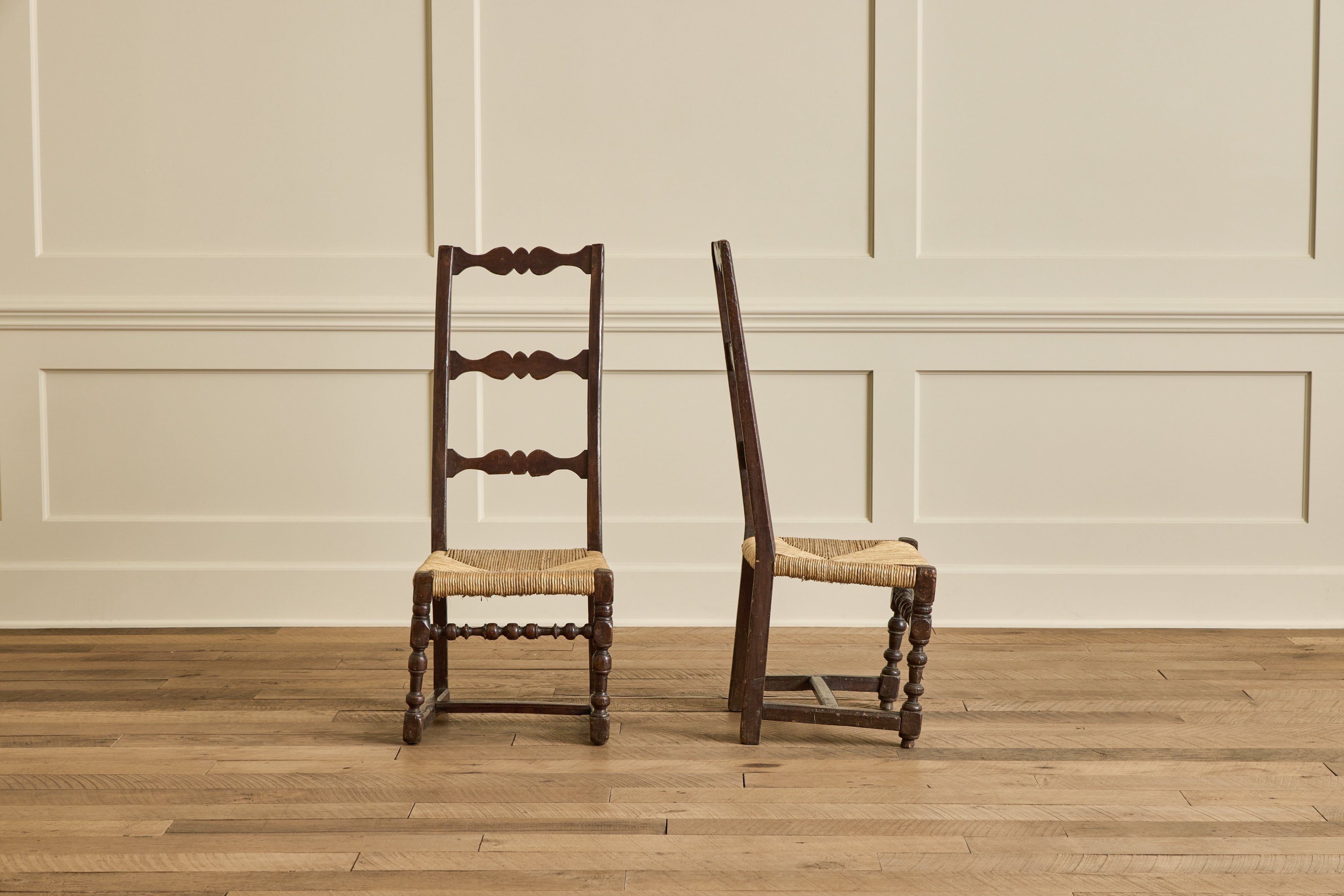 Pair of High Back Rush Chairs