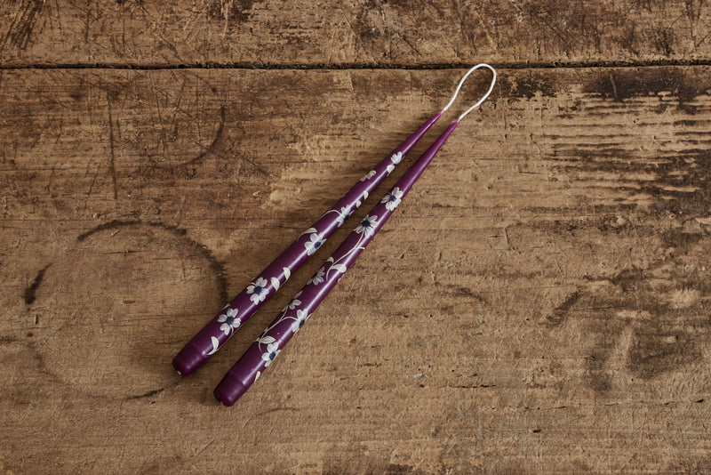 Mulberry Tapers with Flowers