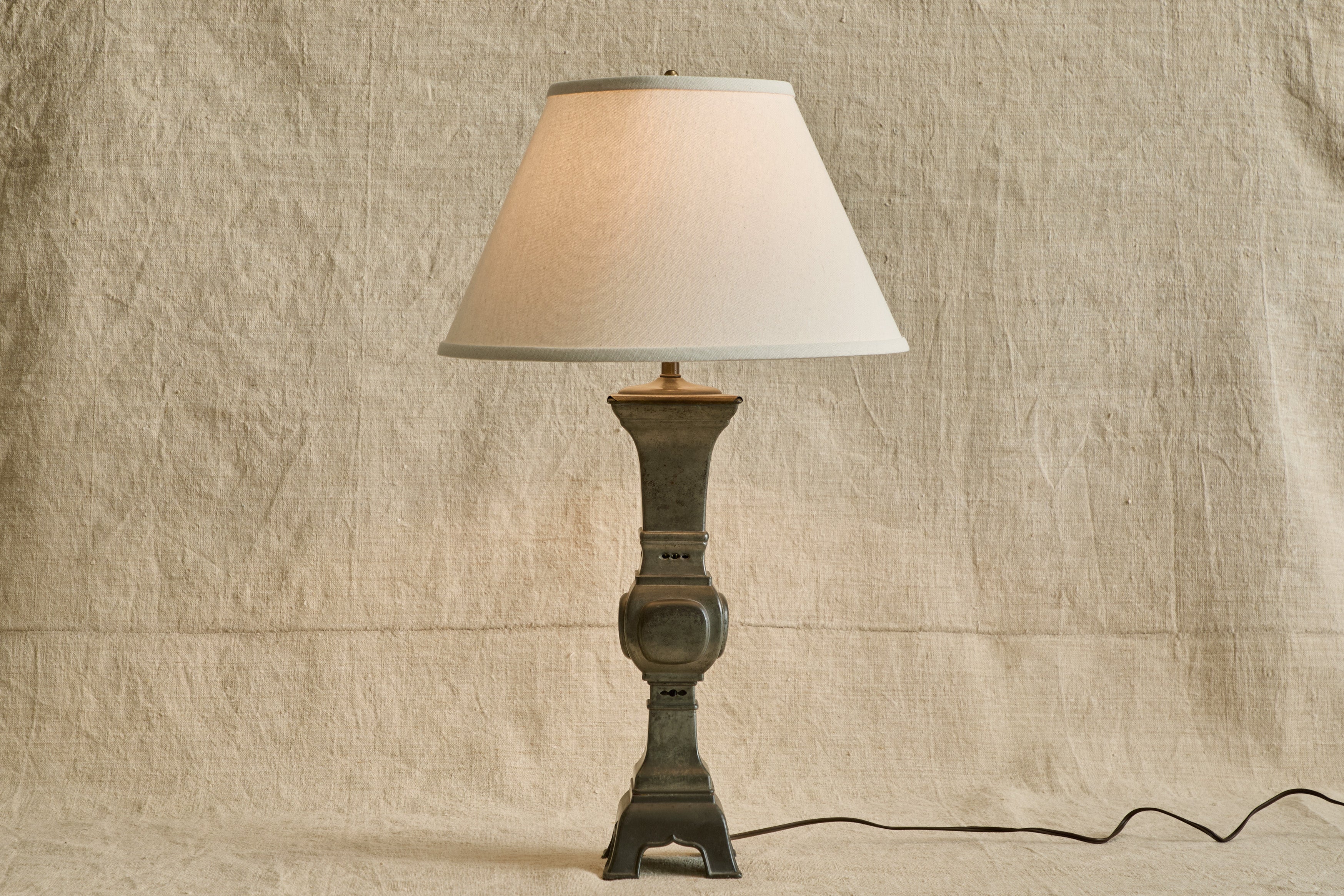 Chinese Pewter Table Lamp