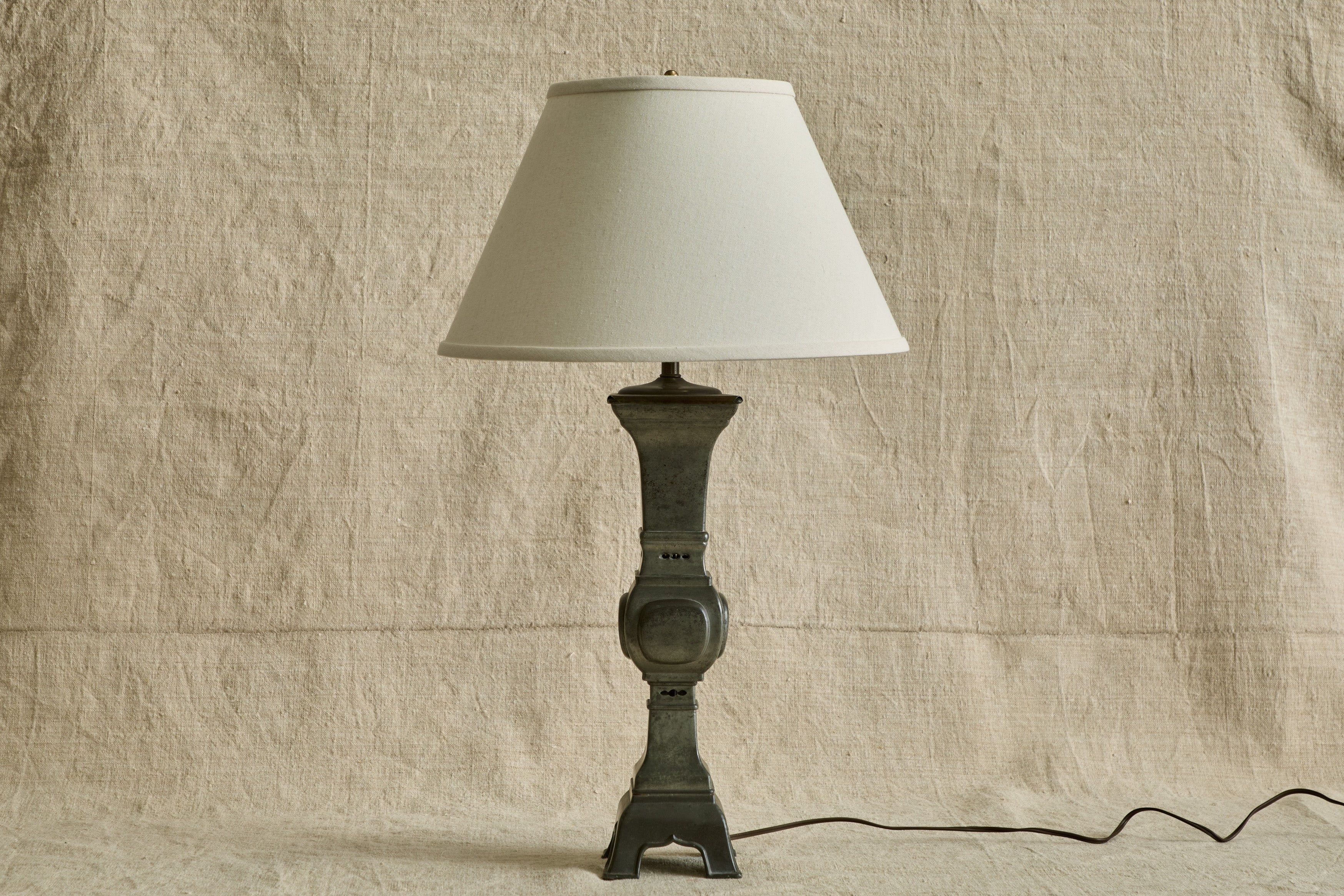 Chinese Pewter Table Lamp