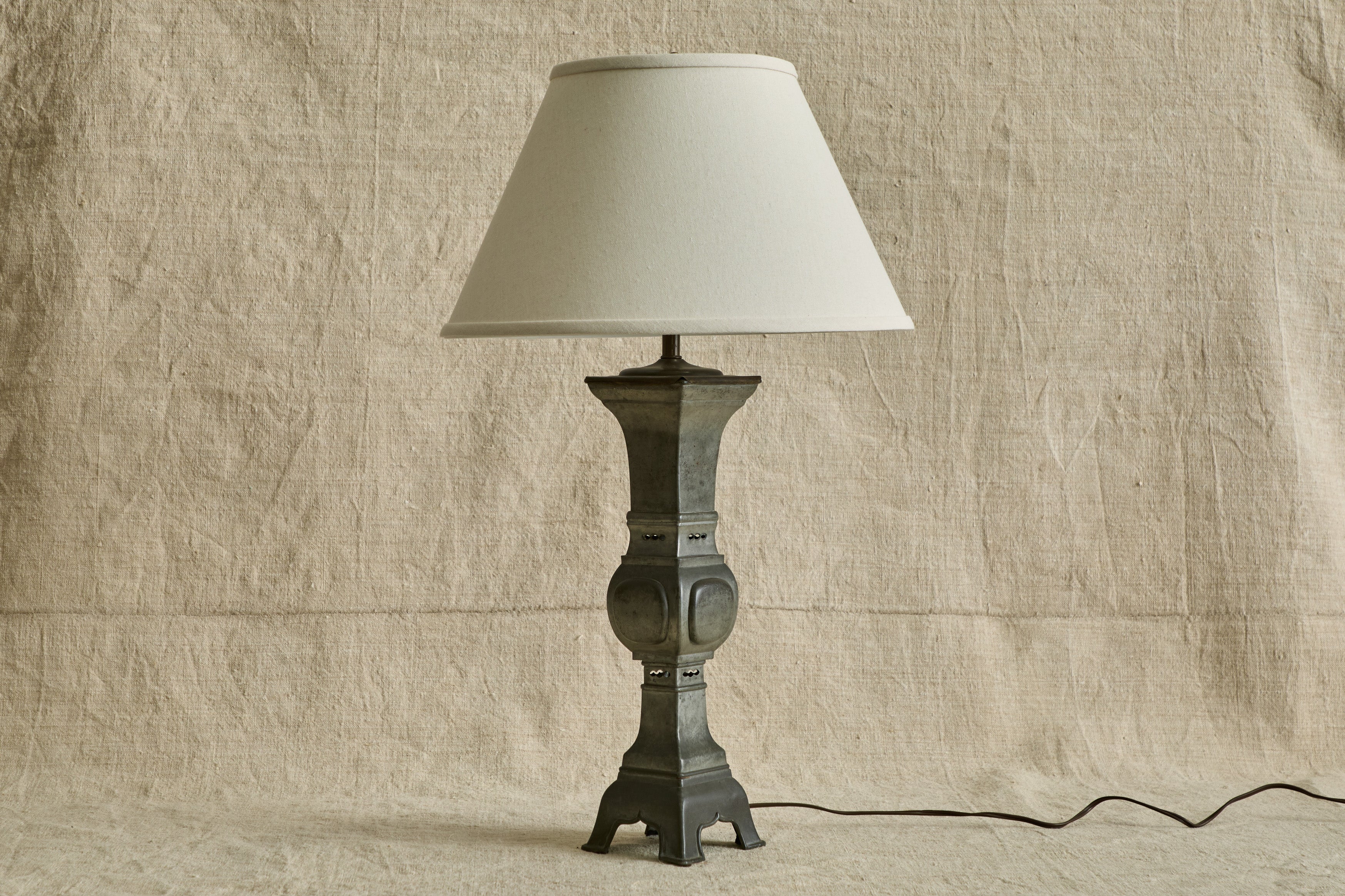 Chinese Pewter Table Lamp