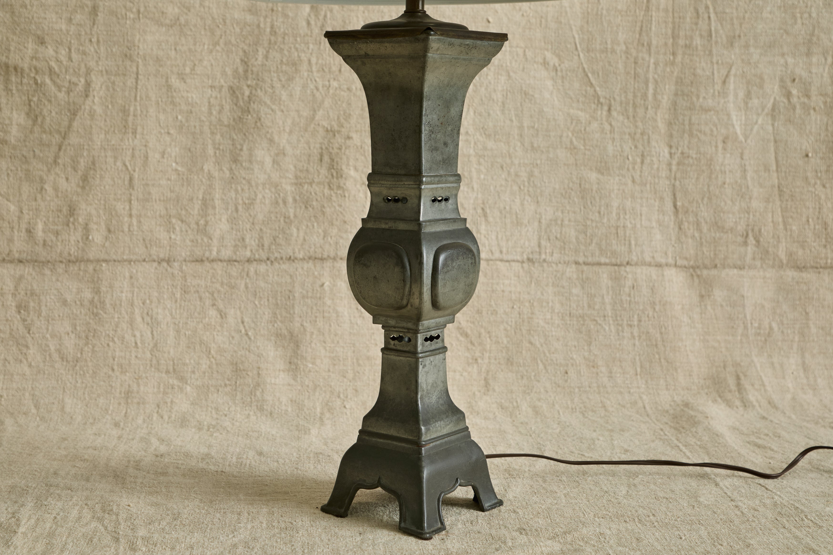 Chinese Pewter Table Lamp