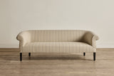 Shown in Customer's Own Material (Ian Mankin, Spencer Stripe Black) and Ebony, 72 In.