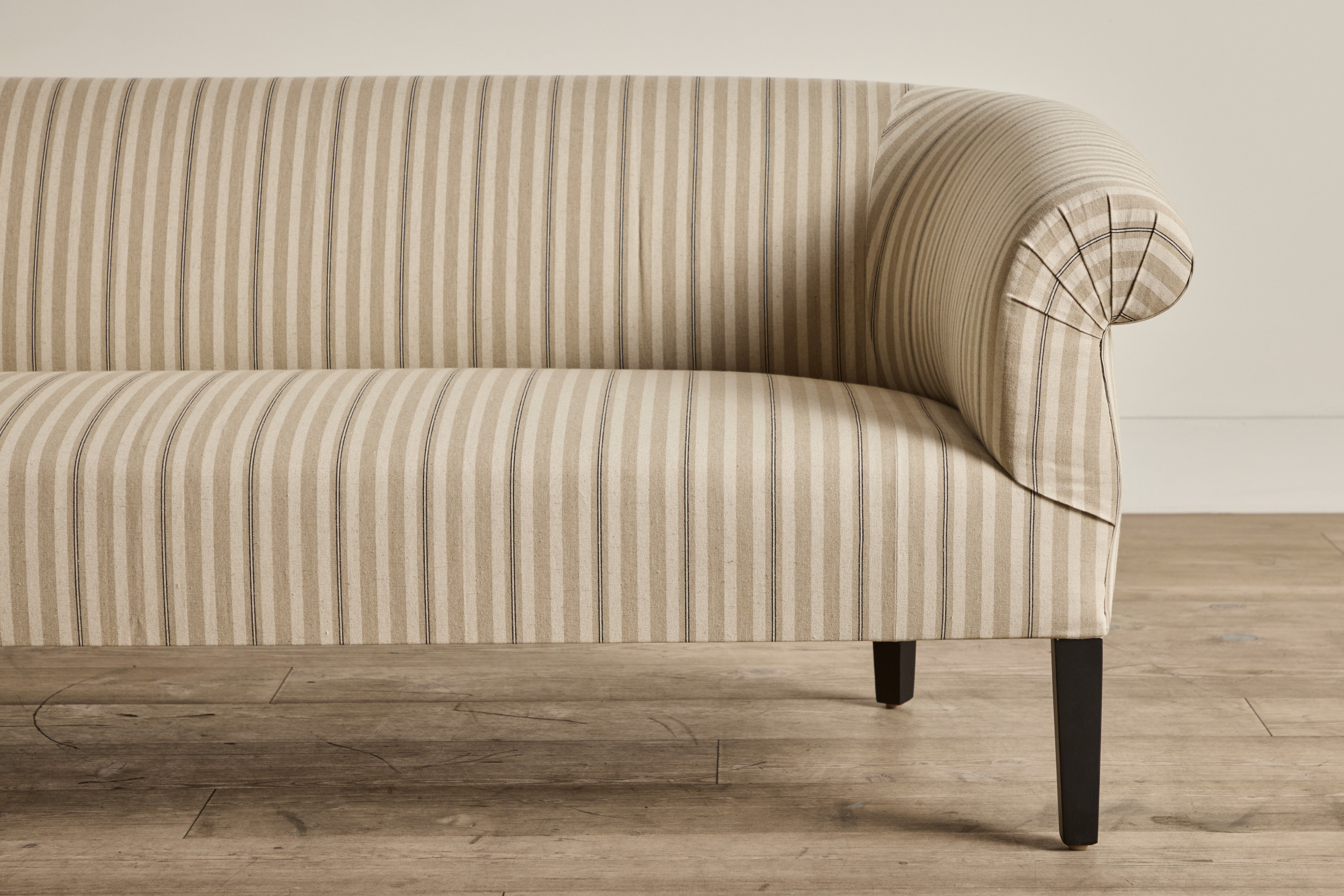Shown in Customer's Own Material (Ian Mankin, Spencer Stripe Black) and Ebony, 72 In.