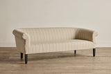 Shown in Customer's Own Material (Ian Mankin, Spencer Stripe Black) and Ebony, 72 In.