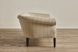 Shown in Customer's Own Material (Ian Mankin, Spencer Stripe Black) and Ebony, 72 In.