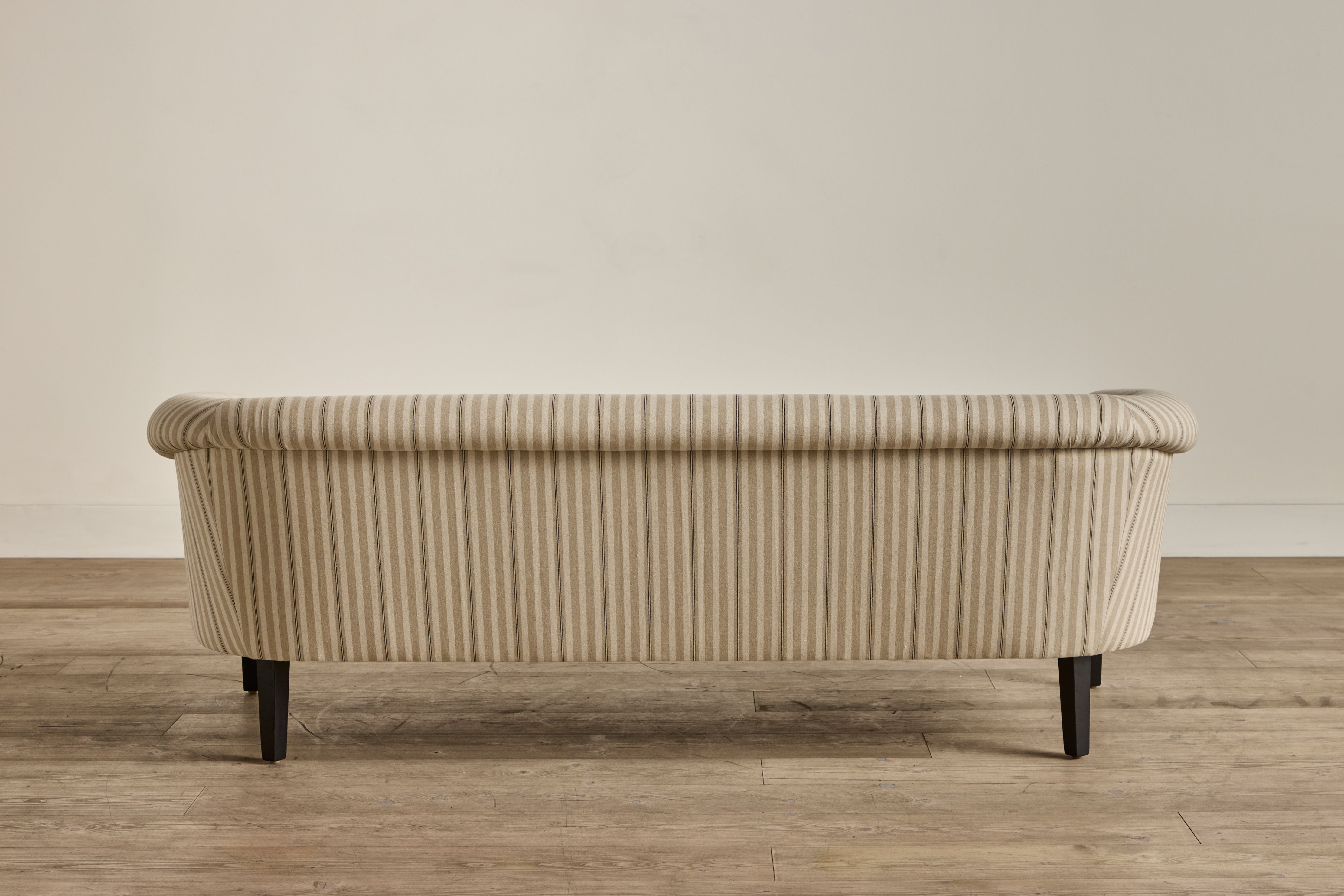 Shown in Customer's Own Material (Ian Mankin, Spencer Stripe Black) and Ebony, 72 In.