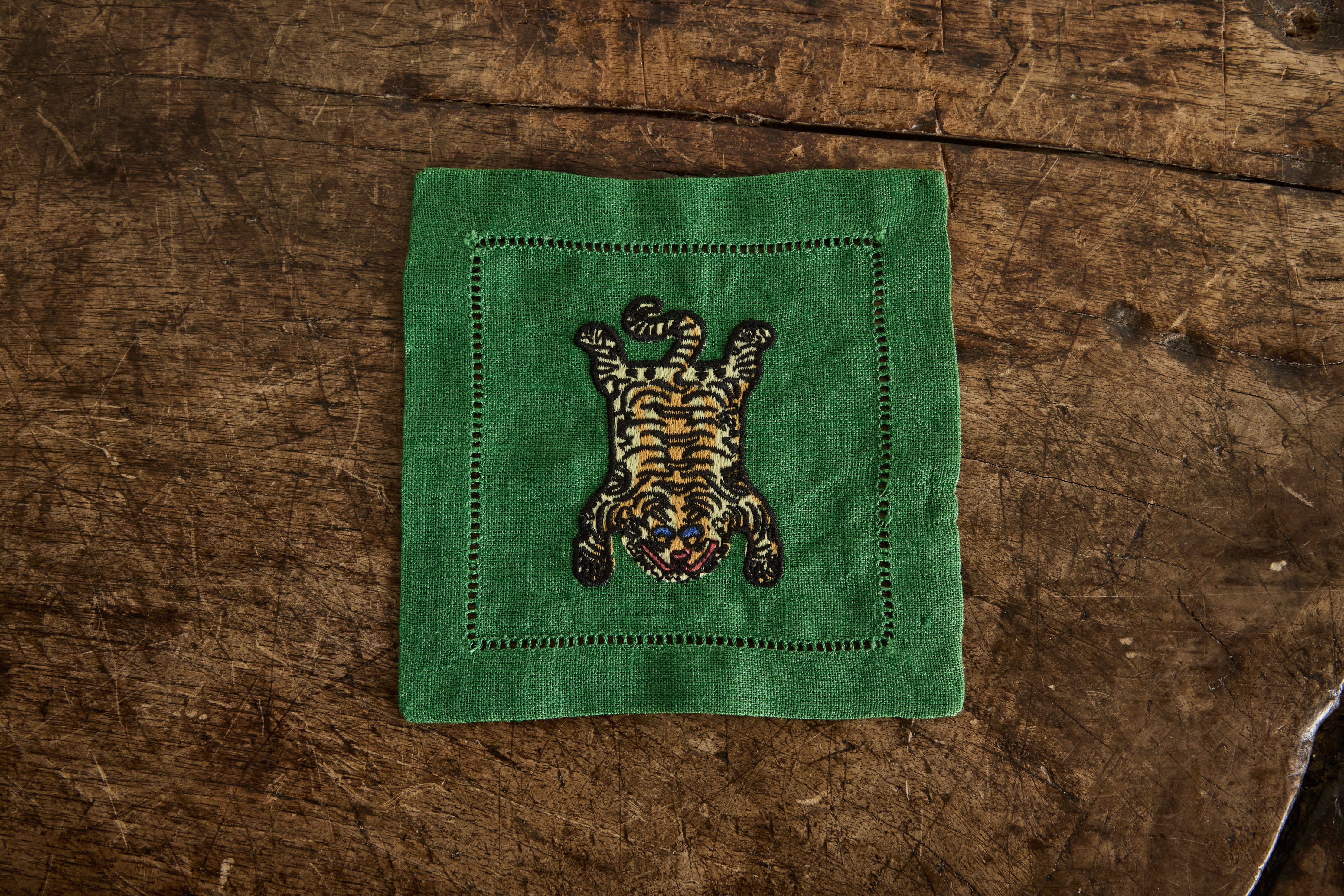 Tibetan Tiger Linen Coasters