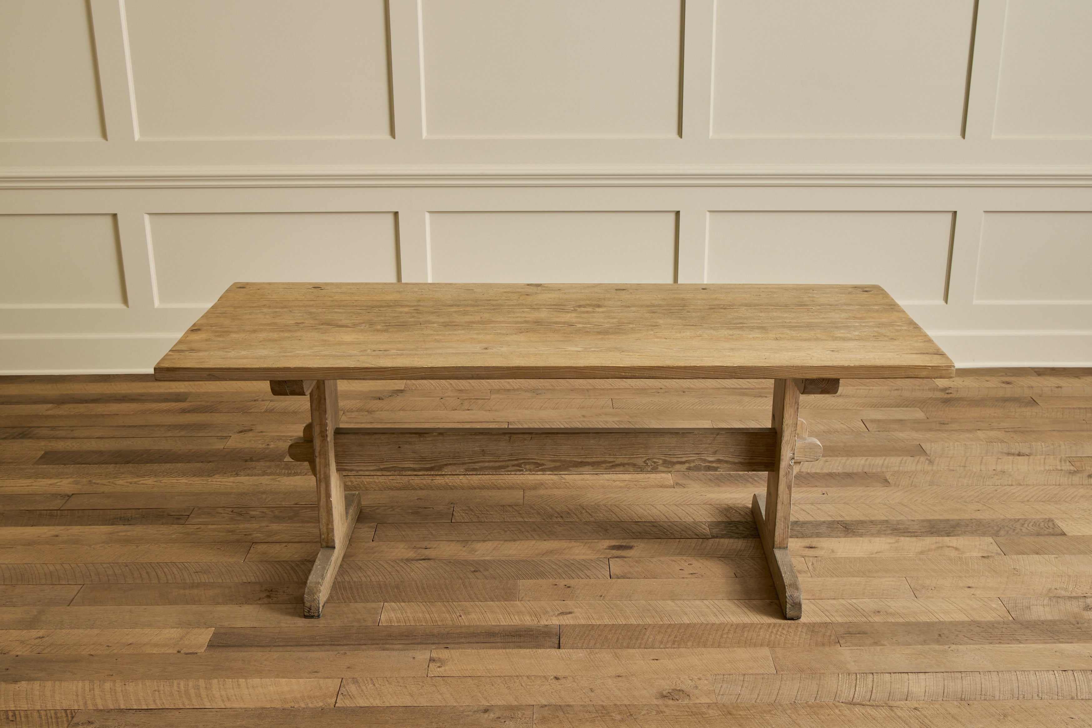 Custom Trestle Dining Table, Reclaimed Pine