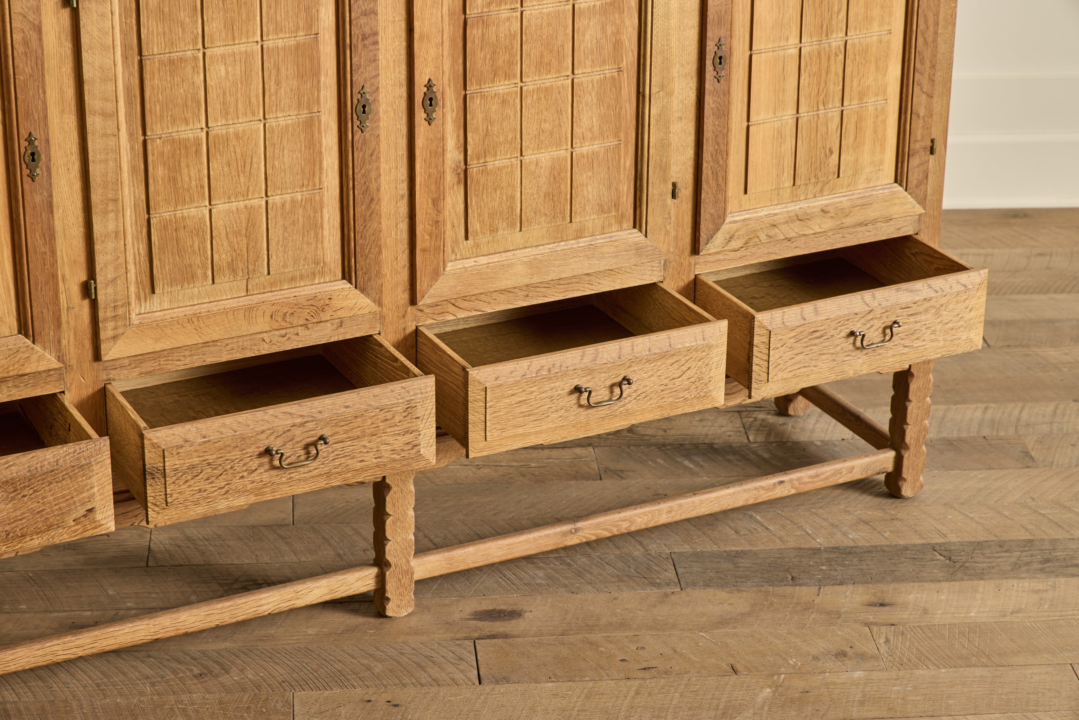Grid Carved Oak Sideboard