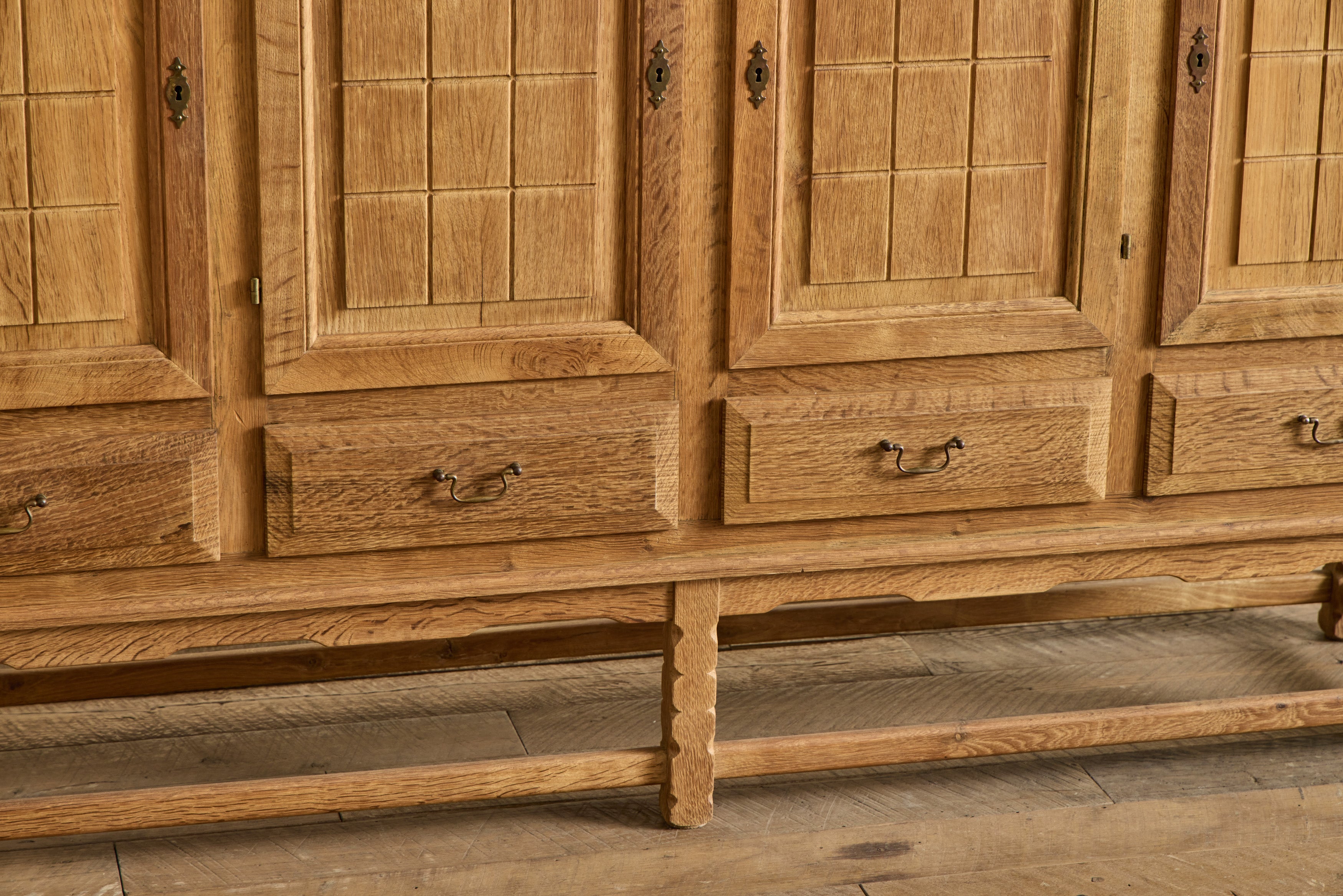 Grid Carved Oak Sideboard