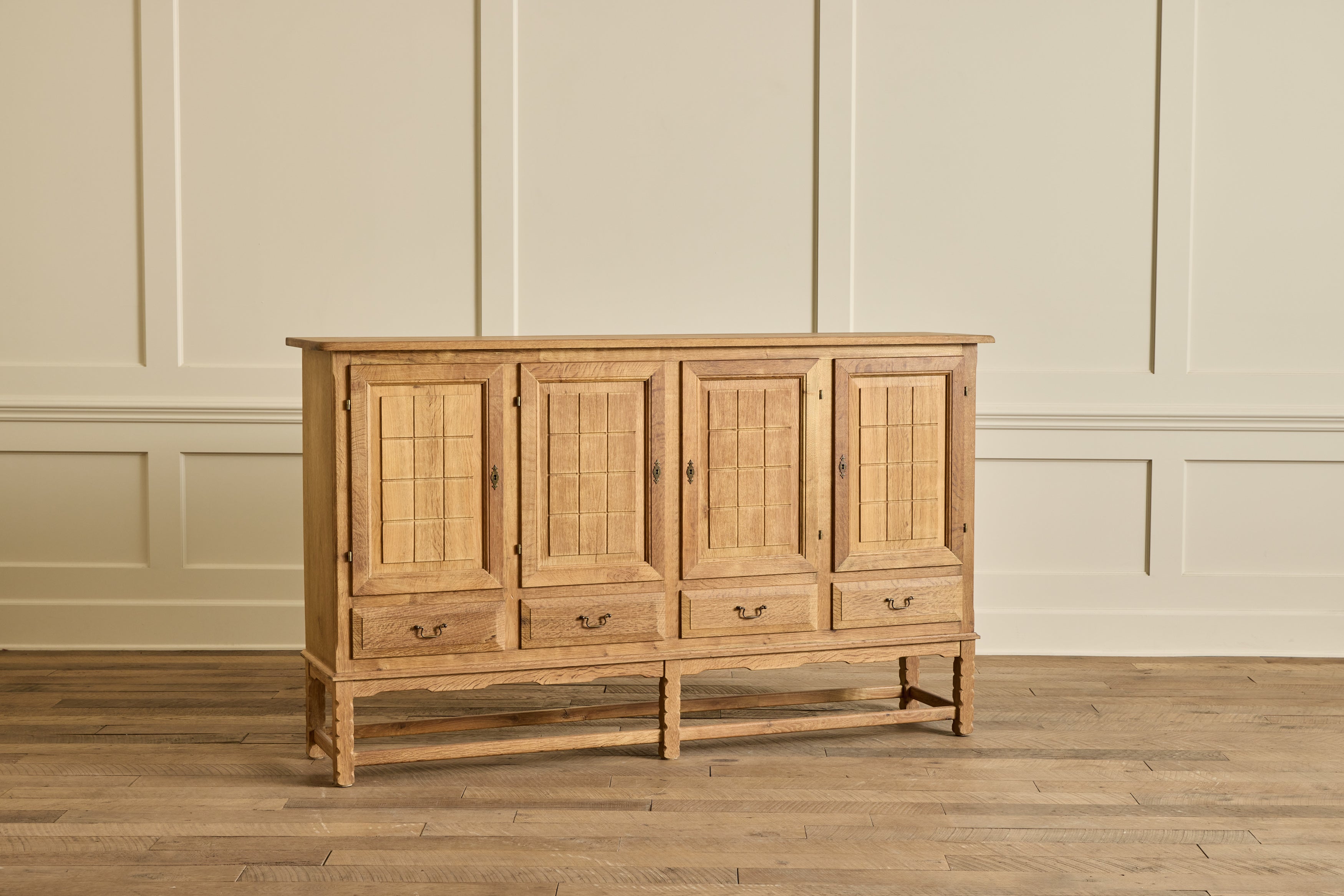Grid Carved Oak Sideboard
