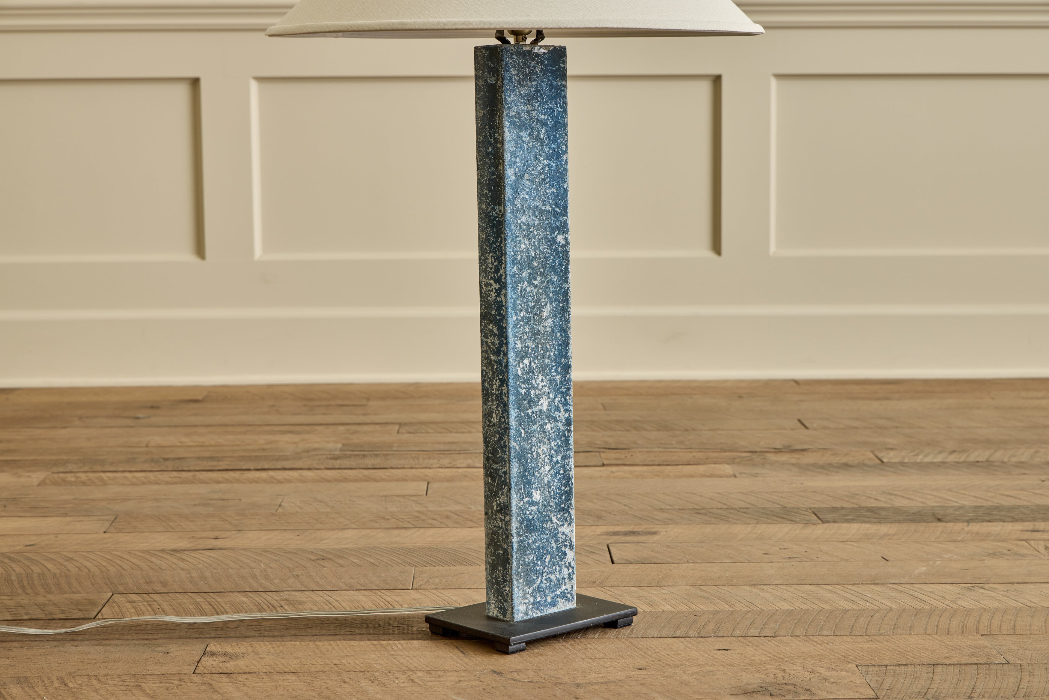 Pair of Blue Oxidized Metal Lamps