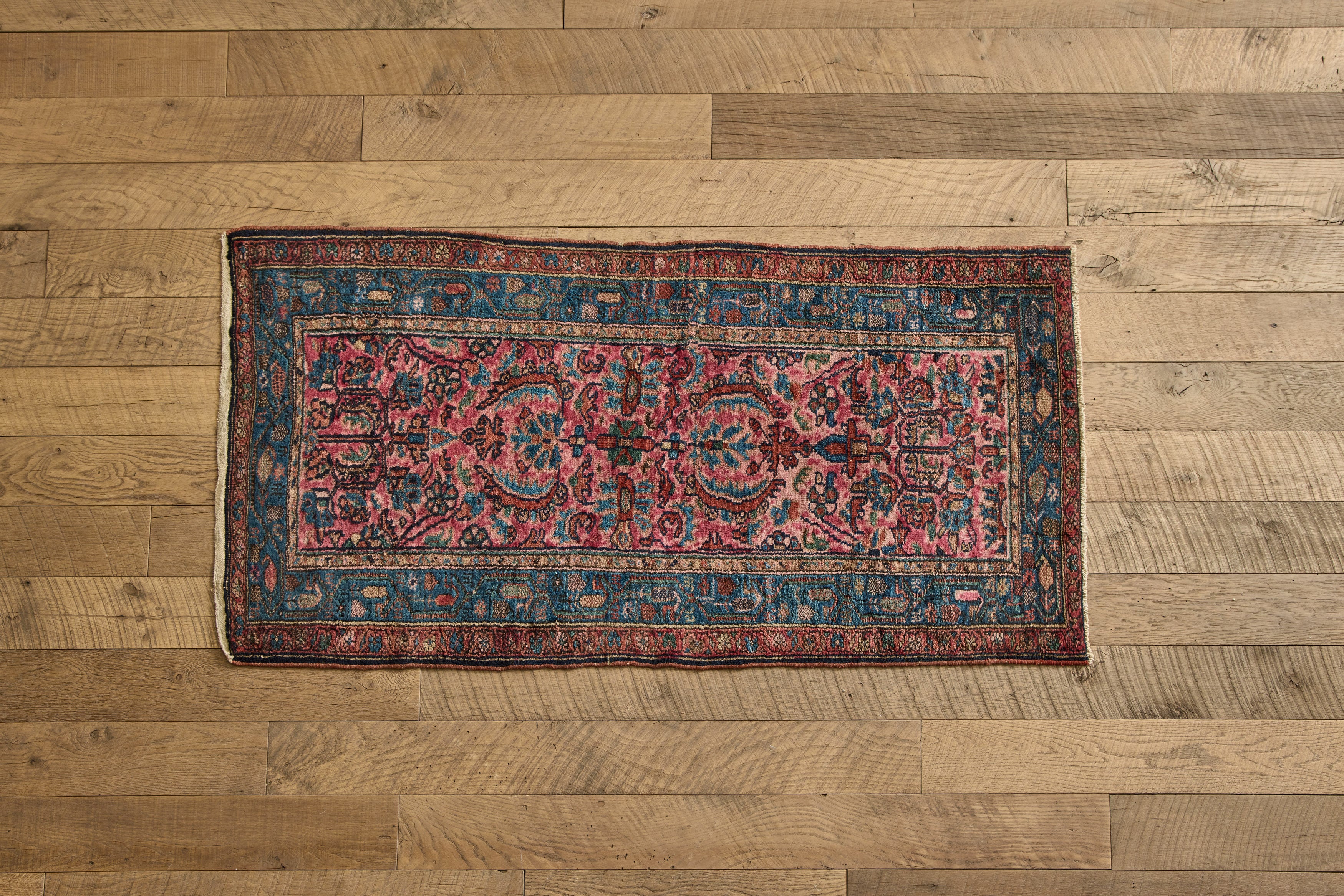 Pink & Blue Malayer Throw Rug 2'7 x 5'