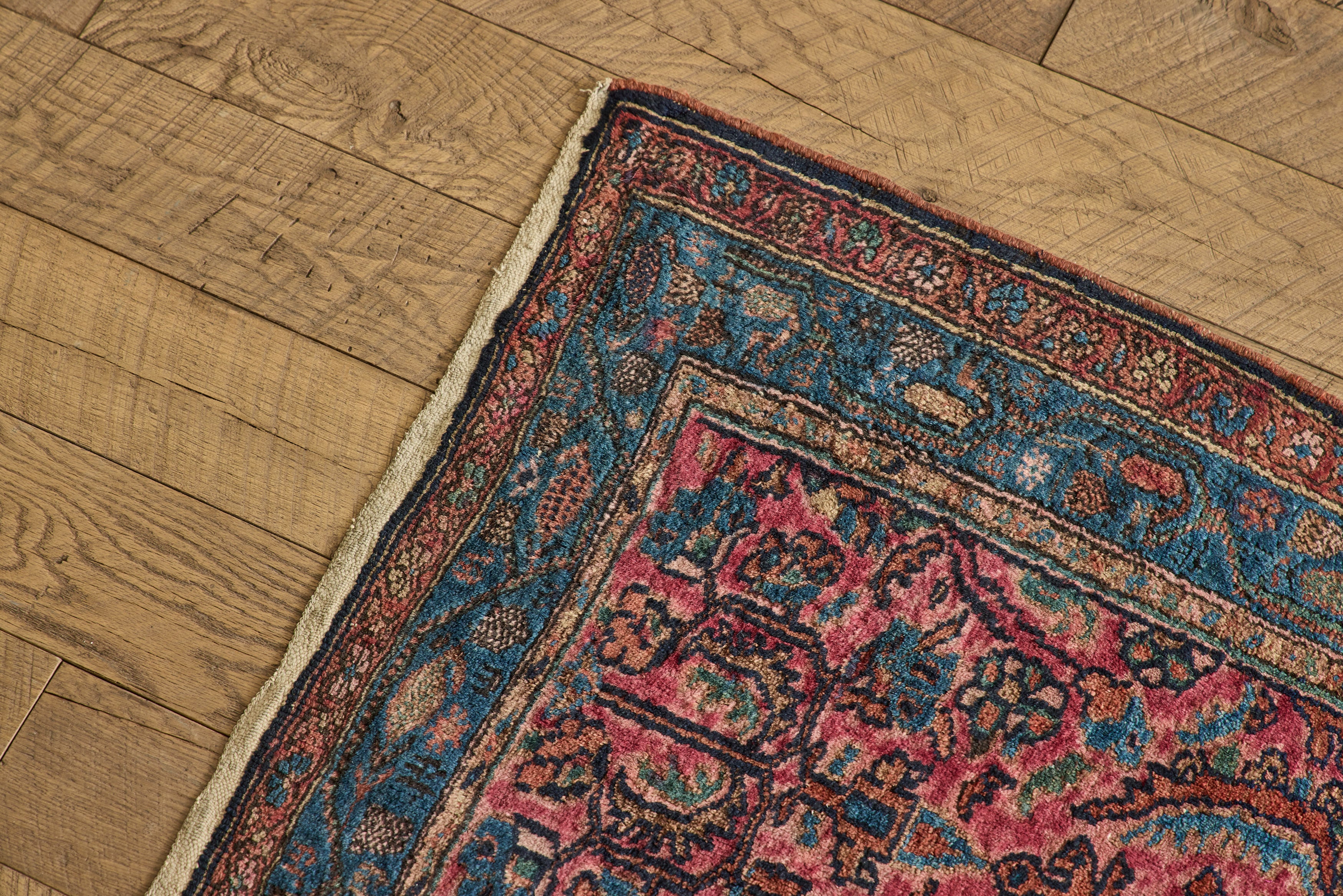 Pink & Blue Malayer Throw Rug 2'7 x 5'