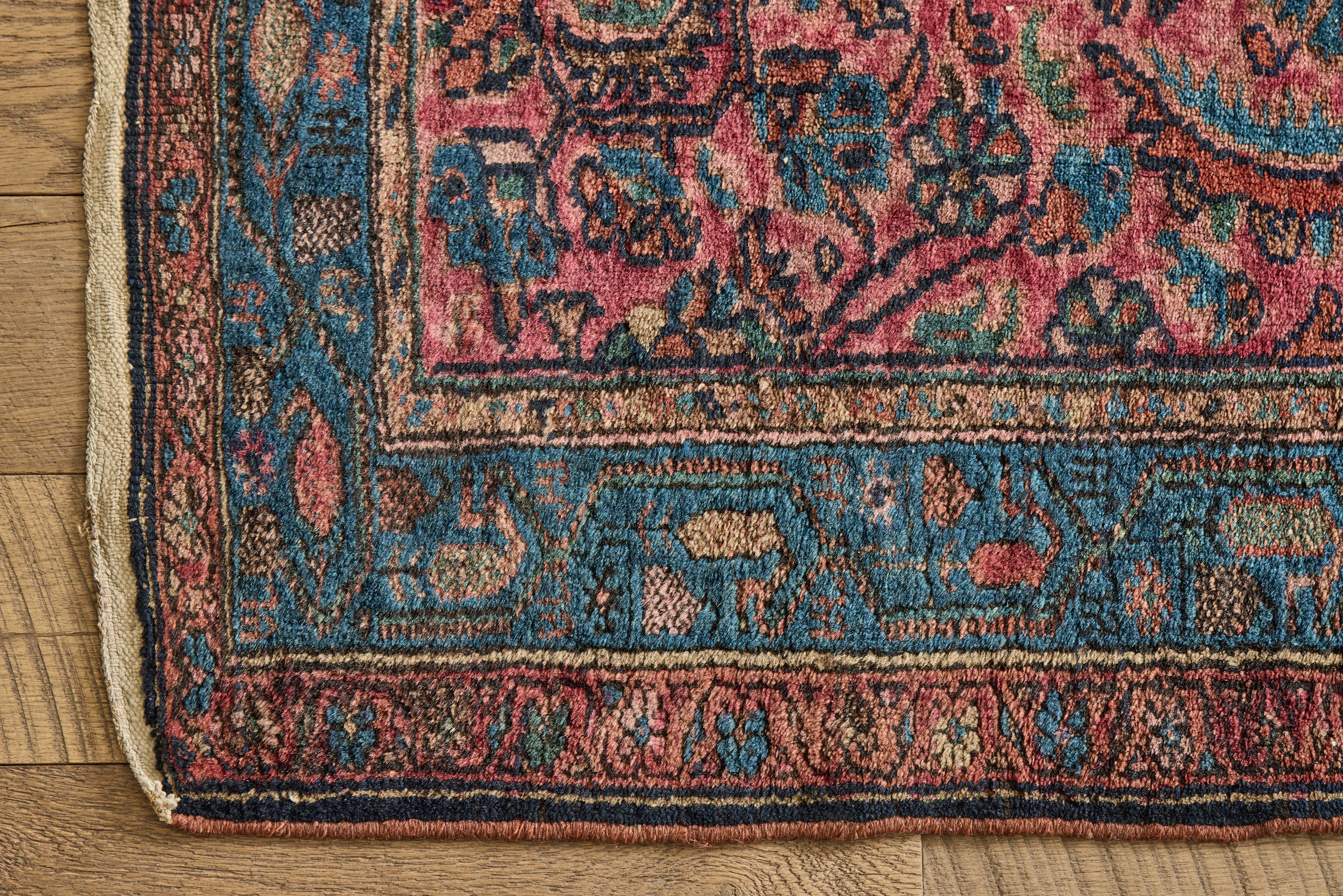Pink & Blue Malayer Throw Rug 2'7 x 5'