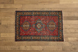 Floral Heriz Throw Rug 3'1 X 4'8