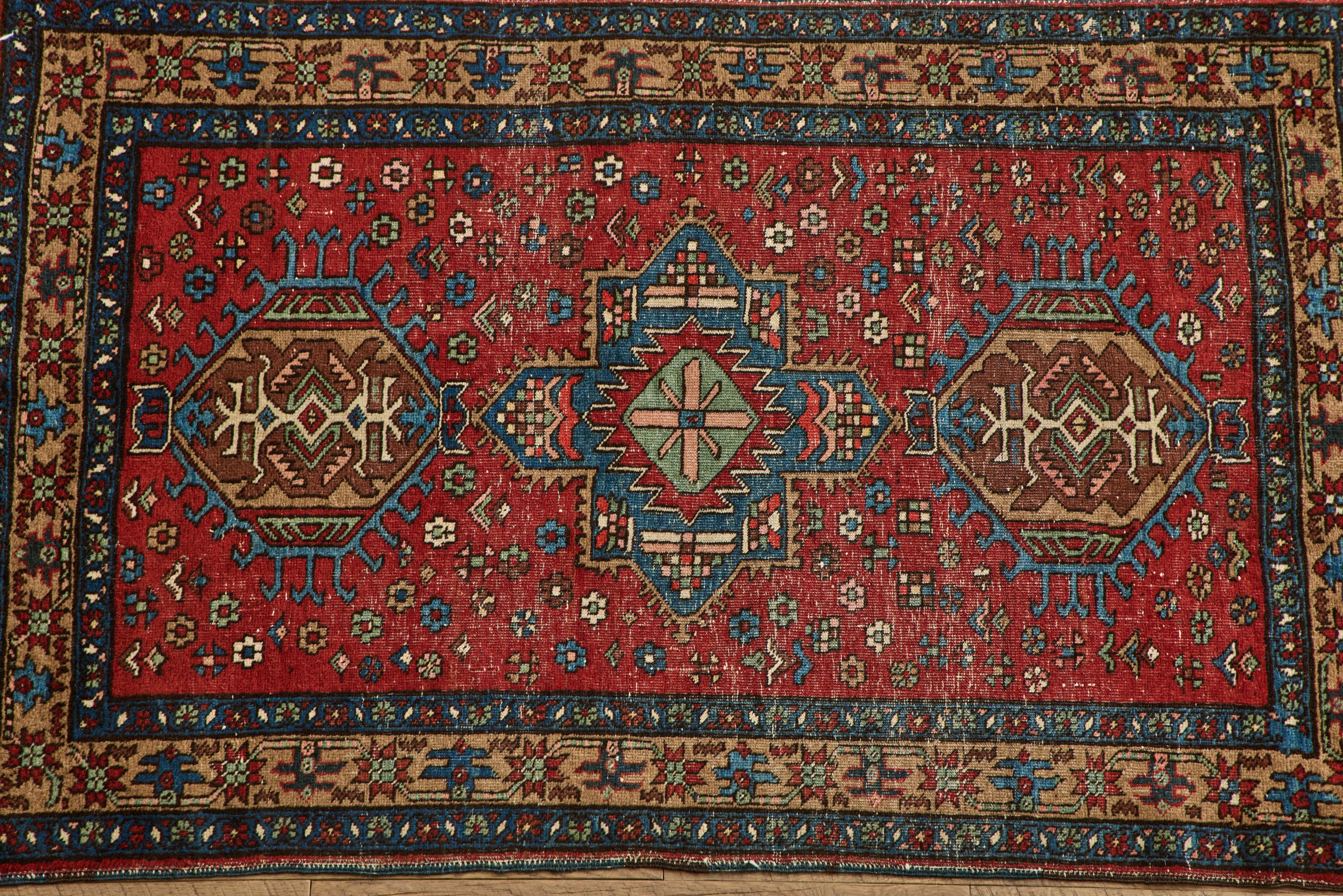 Floral Heriz Throw Rug 3'1 X 4'8
