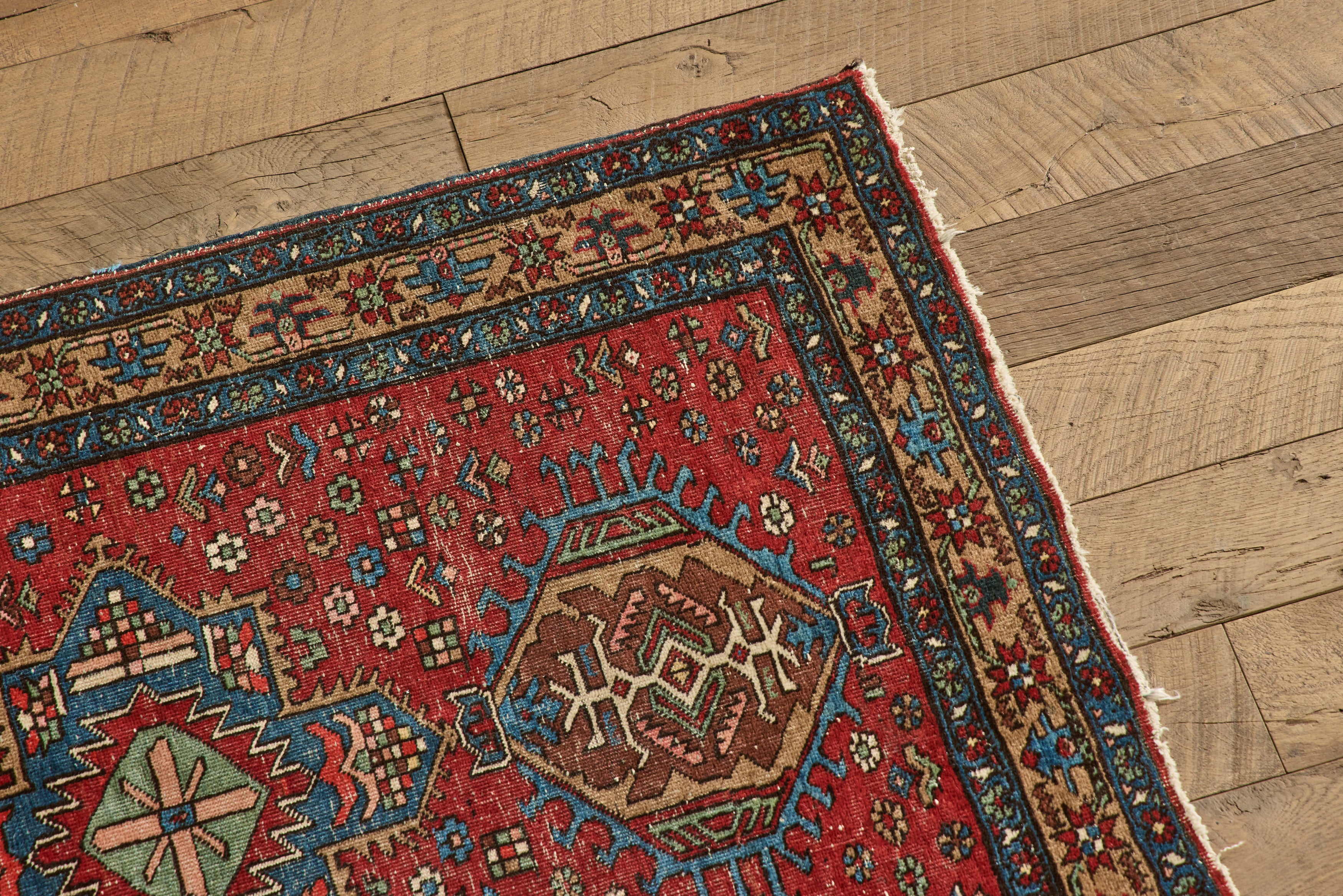 Floral Heriz Throw Rug 3'1 X 4'8