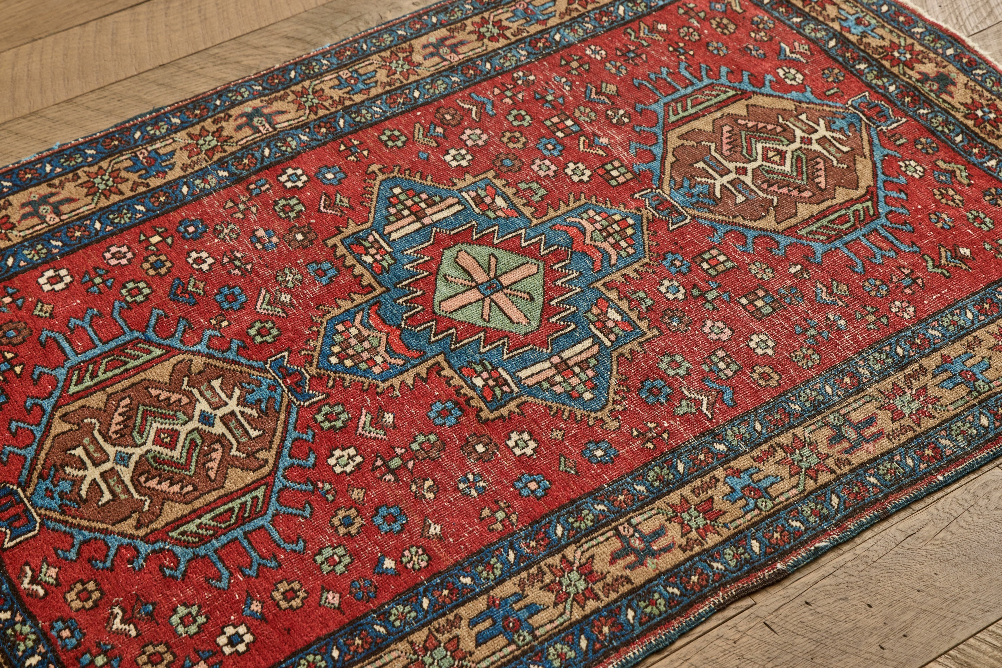 Floral Heriz Throw Rug 3'1 X 4'8
