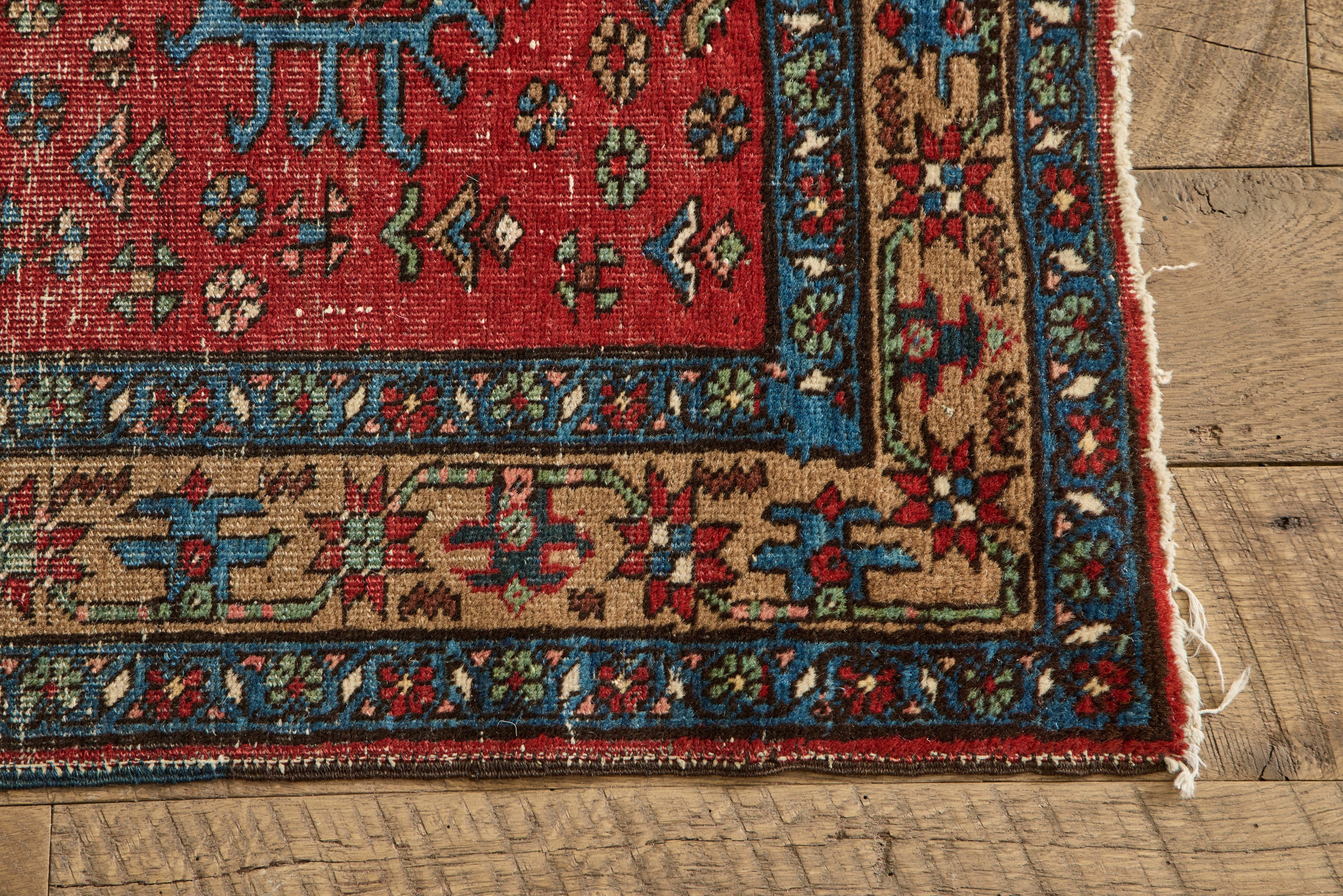 Floral Heriz Throw Rug 3'1 X 4'8