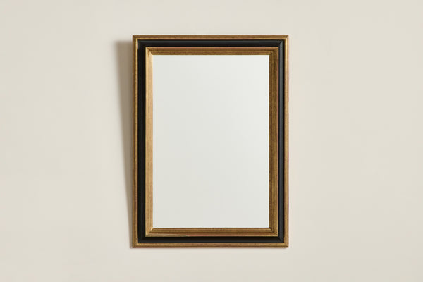 French Black & Gold Painted Mirror