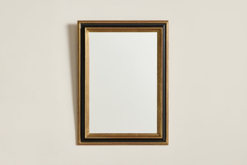 French Black & Gold Painted Mirror