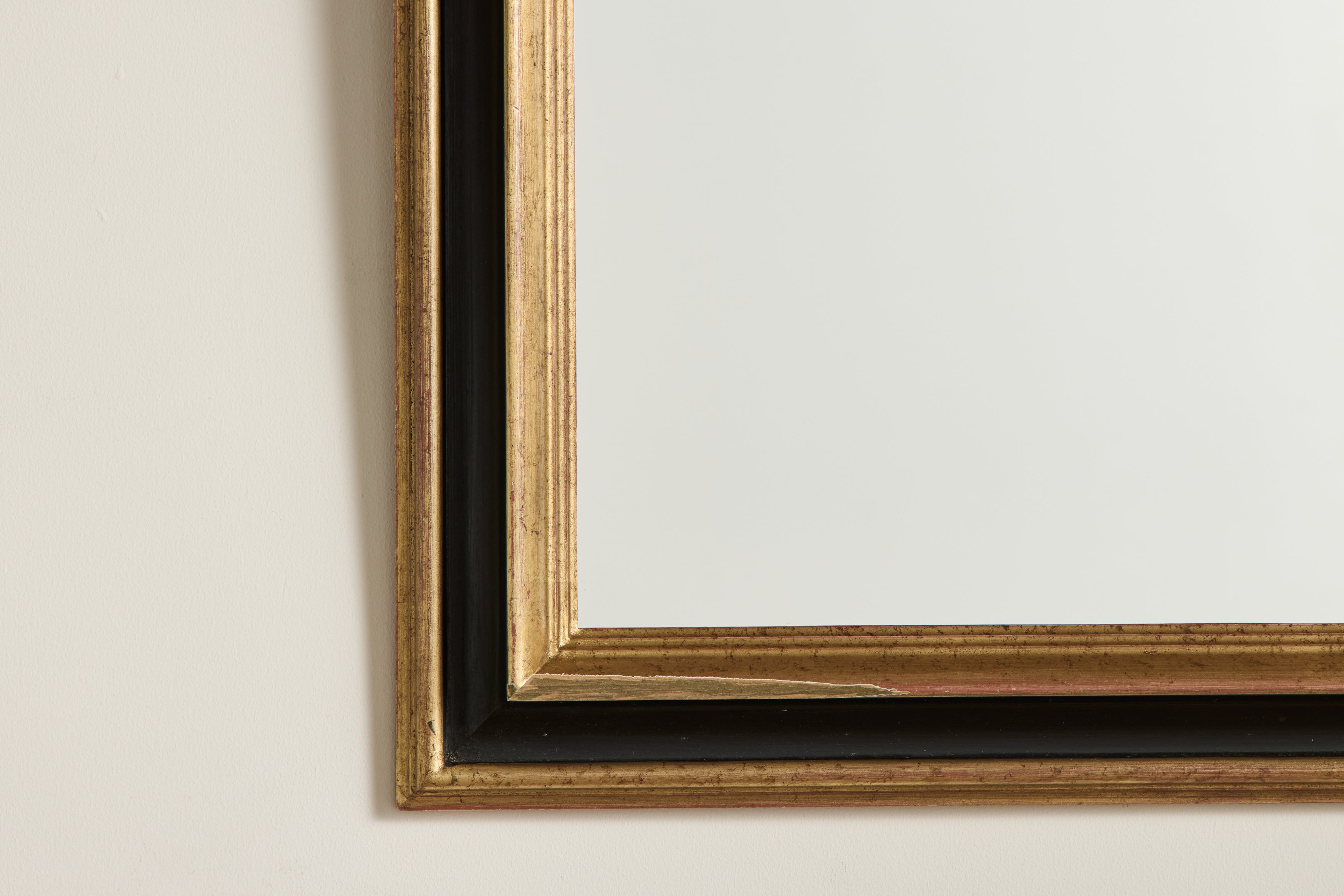 French Black & Gold Painted Mirror