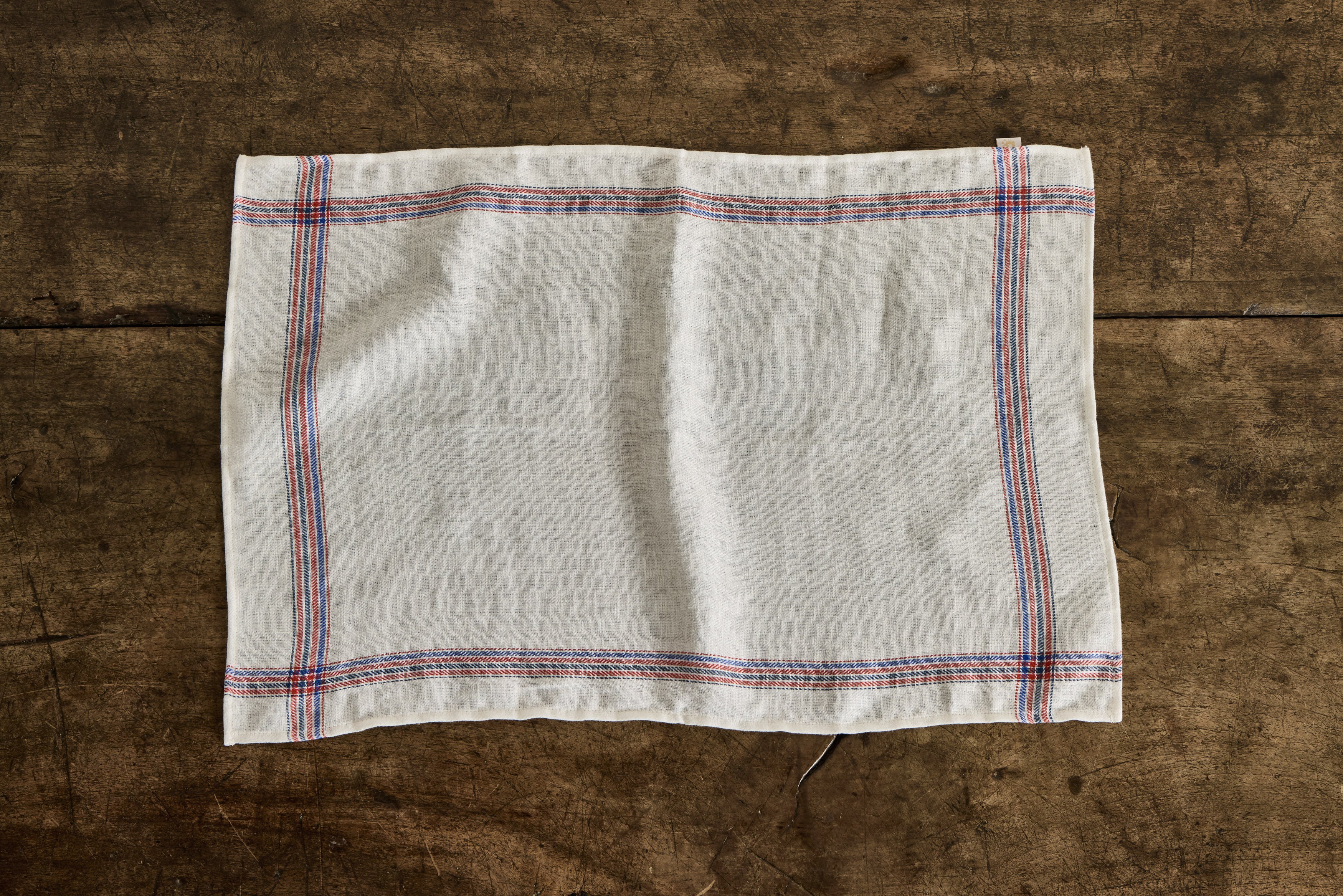 Red & Blue Linen Tea Towel