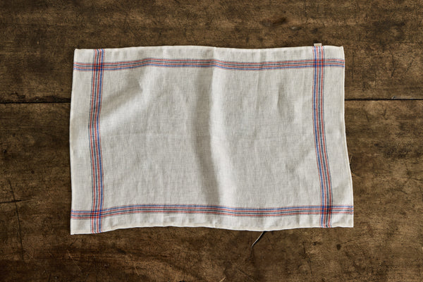 Red & Blue Linen Tea Towel