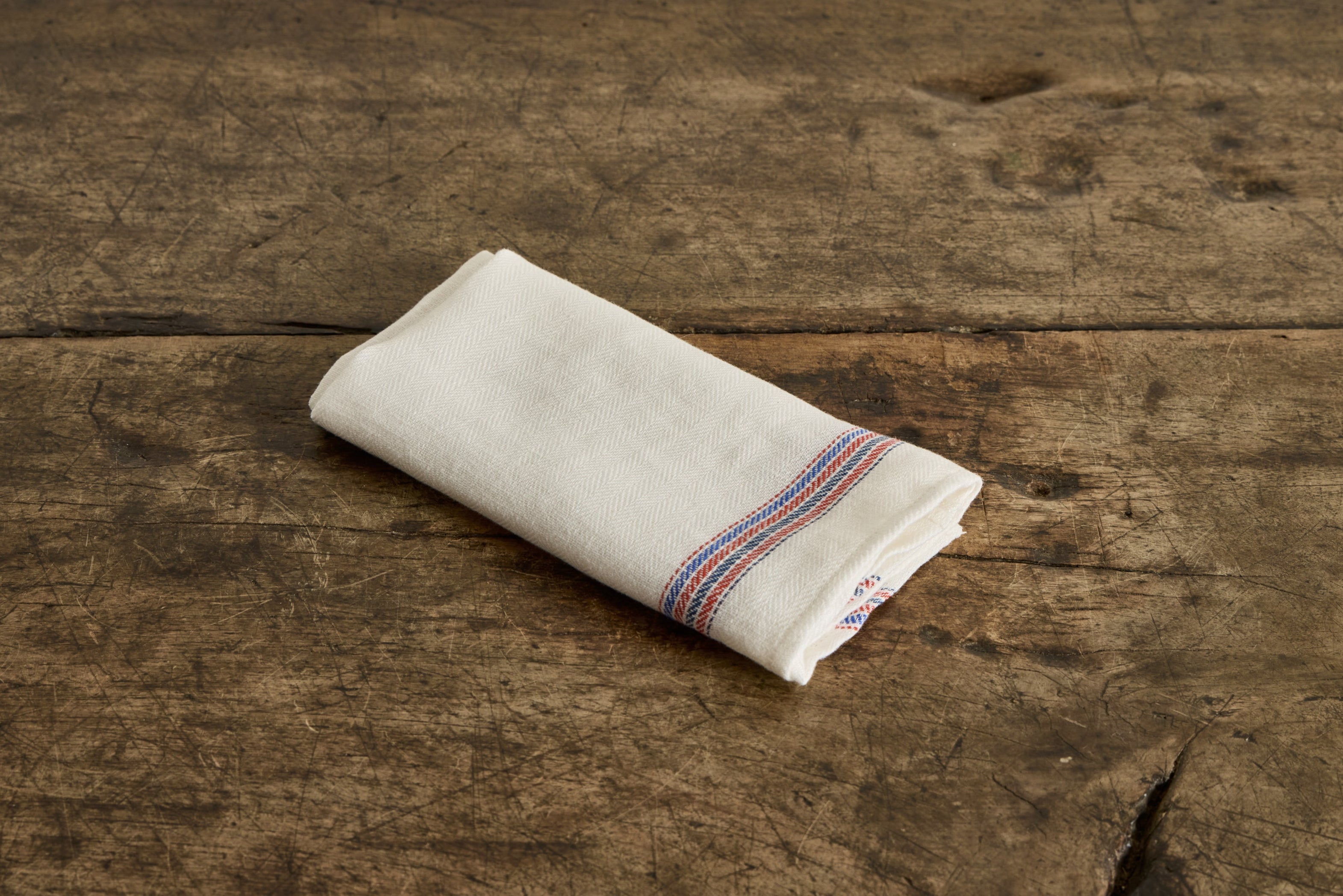 Red & Blue Linen Tea Towel