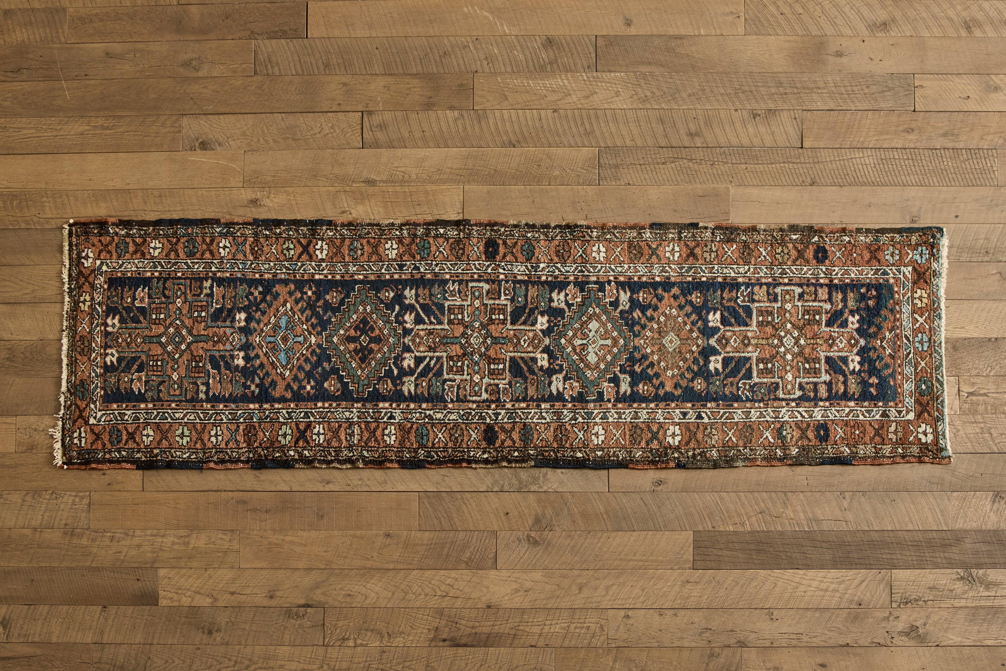 VTG BLUE & ORANGE HERIZ RUNNER 2'9 x 9'6