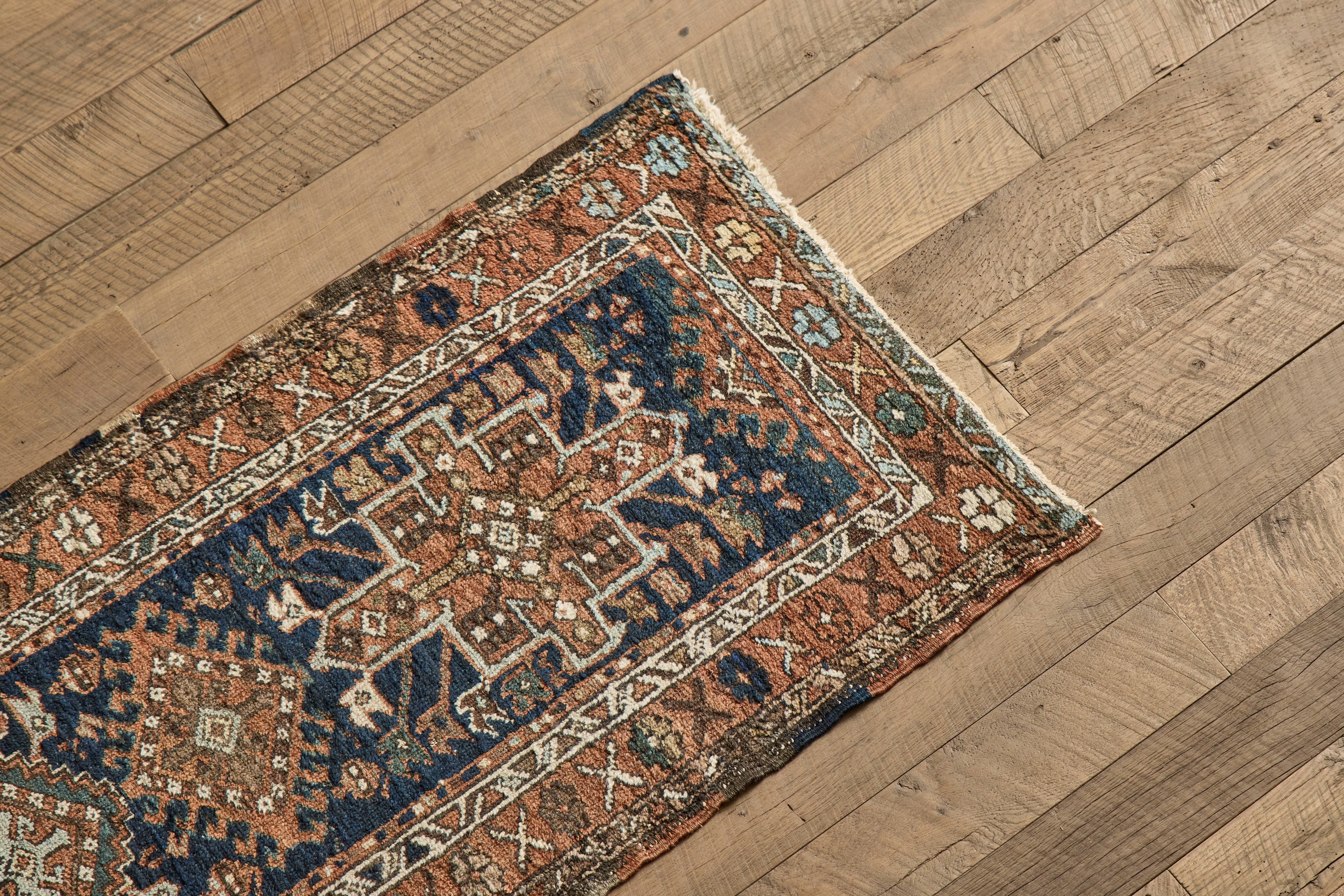 Blue & Orange Heriz Runner 2'9 X 9'6